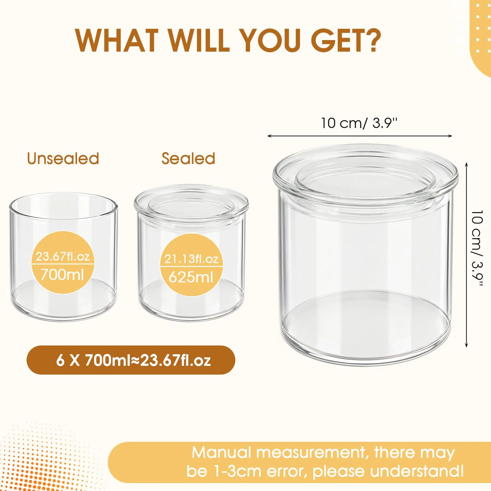 FoiiLiio 6-700 ml Słoiki z Pokrywkami