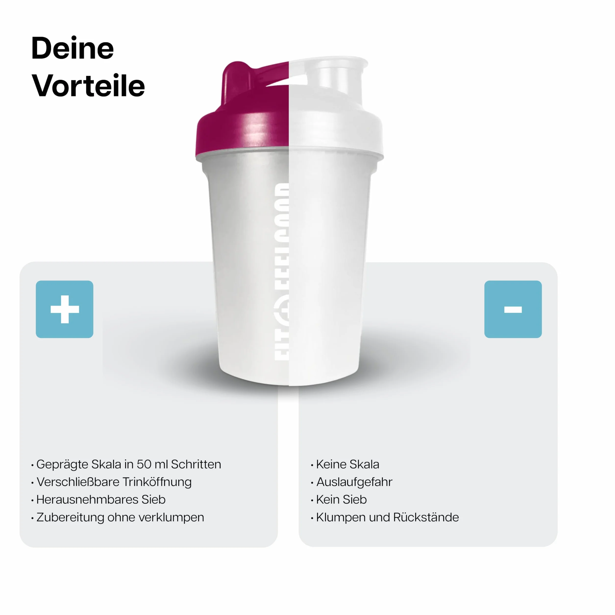Layenberger Fit+Feelgood Shaker Berry 400 ml, z wyjmowanym sitkiem, nadaje się do mycia w zmywarce