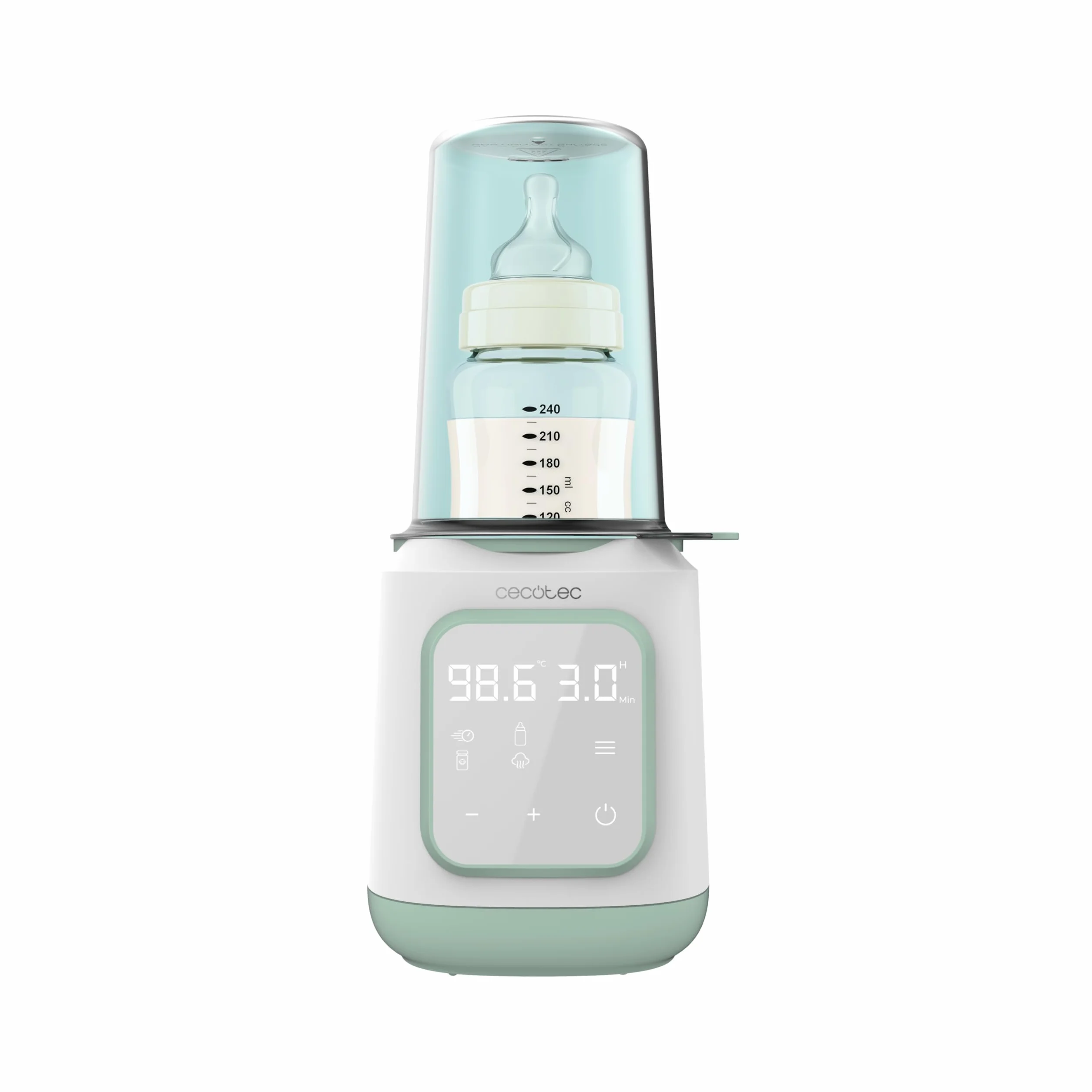 Cecotec Podgrzewacz do butelek - sterylizator do butelek Nana BabyCare Single BottleWarmer, 4 tryby, kosz na butelkę, nie zawiera BPA, bezpieczny do przechowywania wody, mleka i żywności