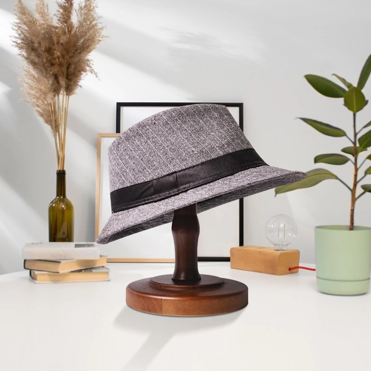 Stojak na kapelusze w stylu vintage rustykalny brązowy stojak ekspozycyjny na kapelusz stołowy organizer na kapelusze kowbojskie uchwyt na perukę i kask stojaki na szafę, wystrój domu, mały