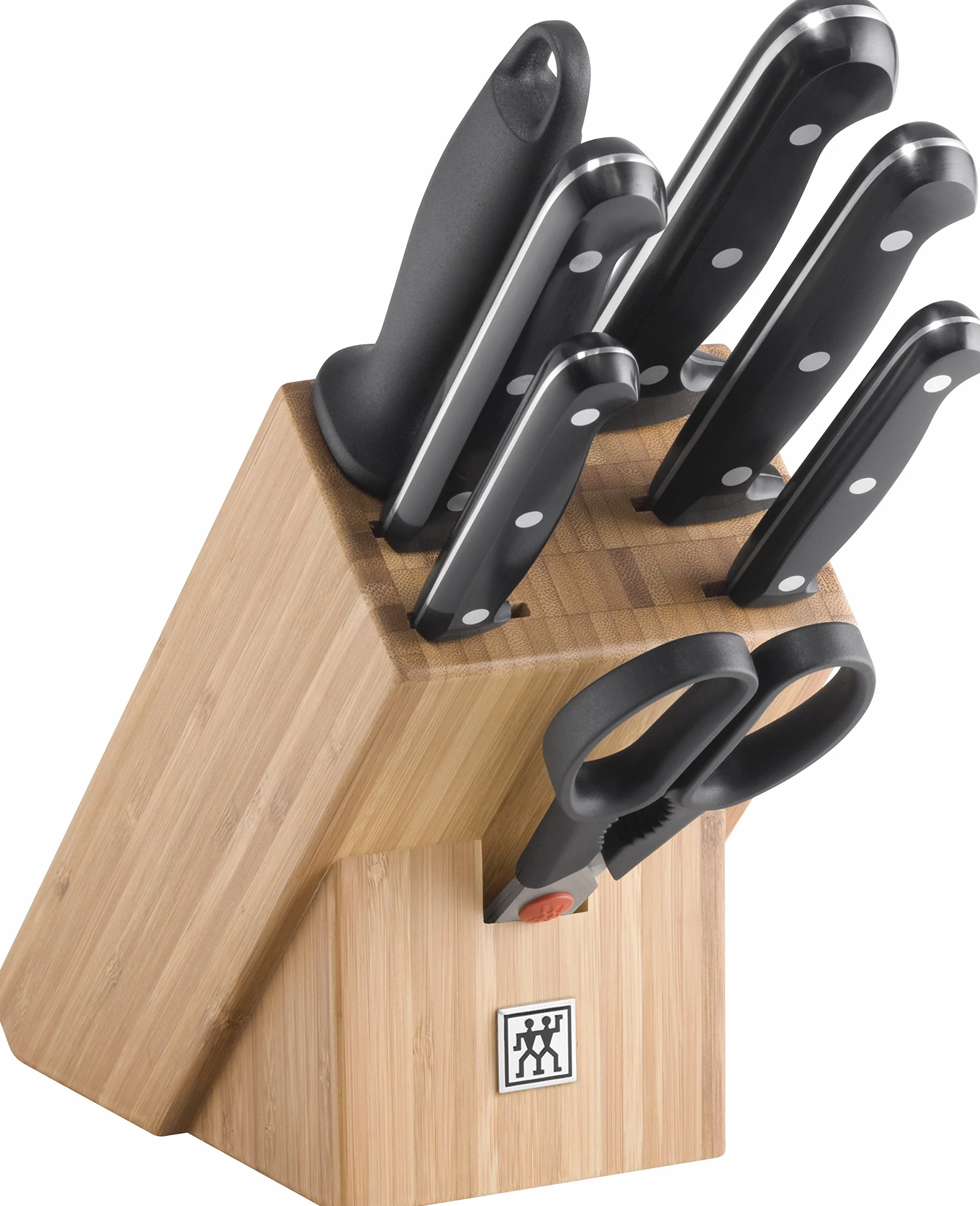 Zwilling Messerblock, 8-tlg., Bambusblock, Messer aus rostfreiem Spezialstahl/Kuststoff-Griff, Twin Chef