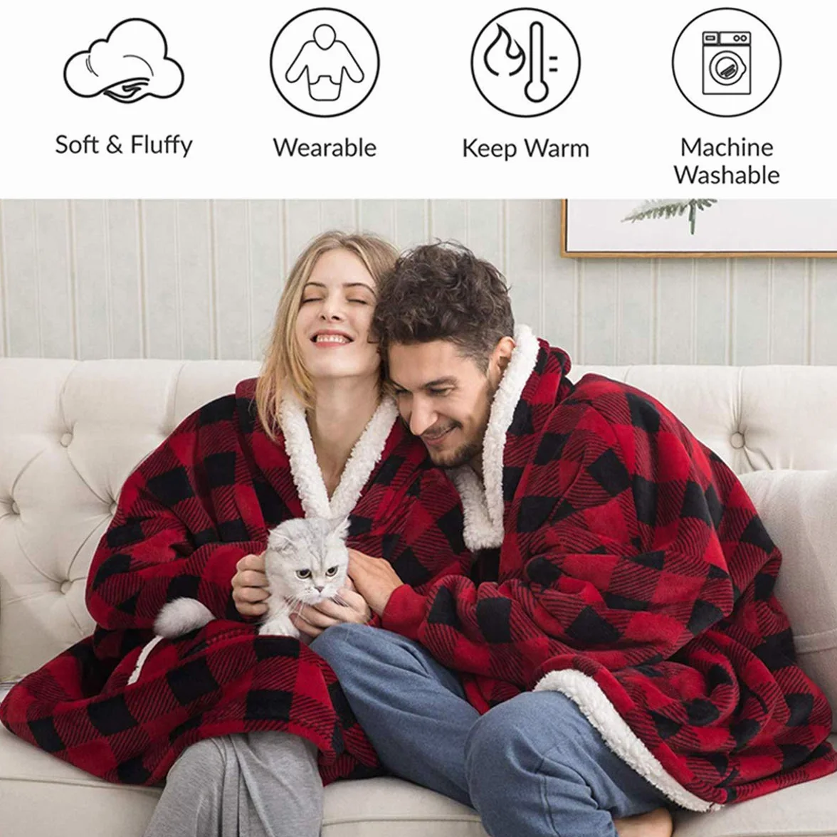 IvyH Bluza z kapturem, duże wymiary, oversize, wyjątkowo miękka, ciepła, pluszowa, rozmiar uniwersalny, dla mężczyzn, kobiet, dziewcząt, chłopców, uniseks, szary, jeden rozmiar