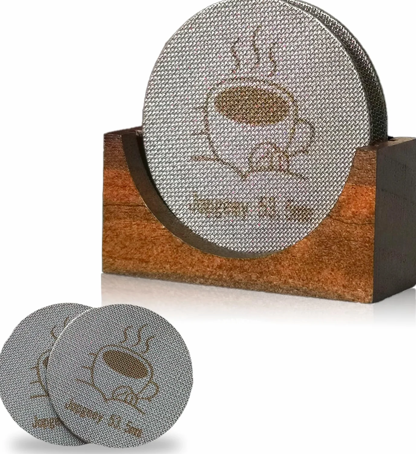 Krążek do espresso 53,5 mm ze stojakiem, filtry do kawy wielokrotnego użytku, kompatybilne z koszem portafiltrowym Breville Barista, 54 mm, grubość 1,7 mm, 150 μm, akcesoria do ekspresów do espresso