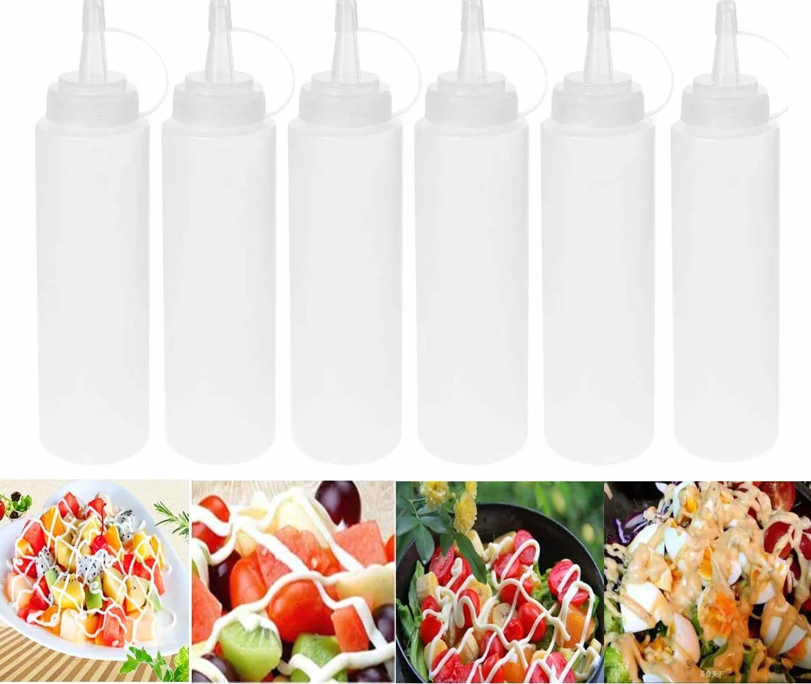 6 szt. 230 ml butelki do wyciskania przypraw z nakrętką dozowniki przypraw 230 ml
