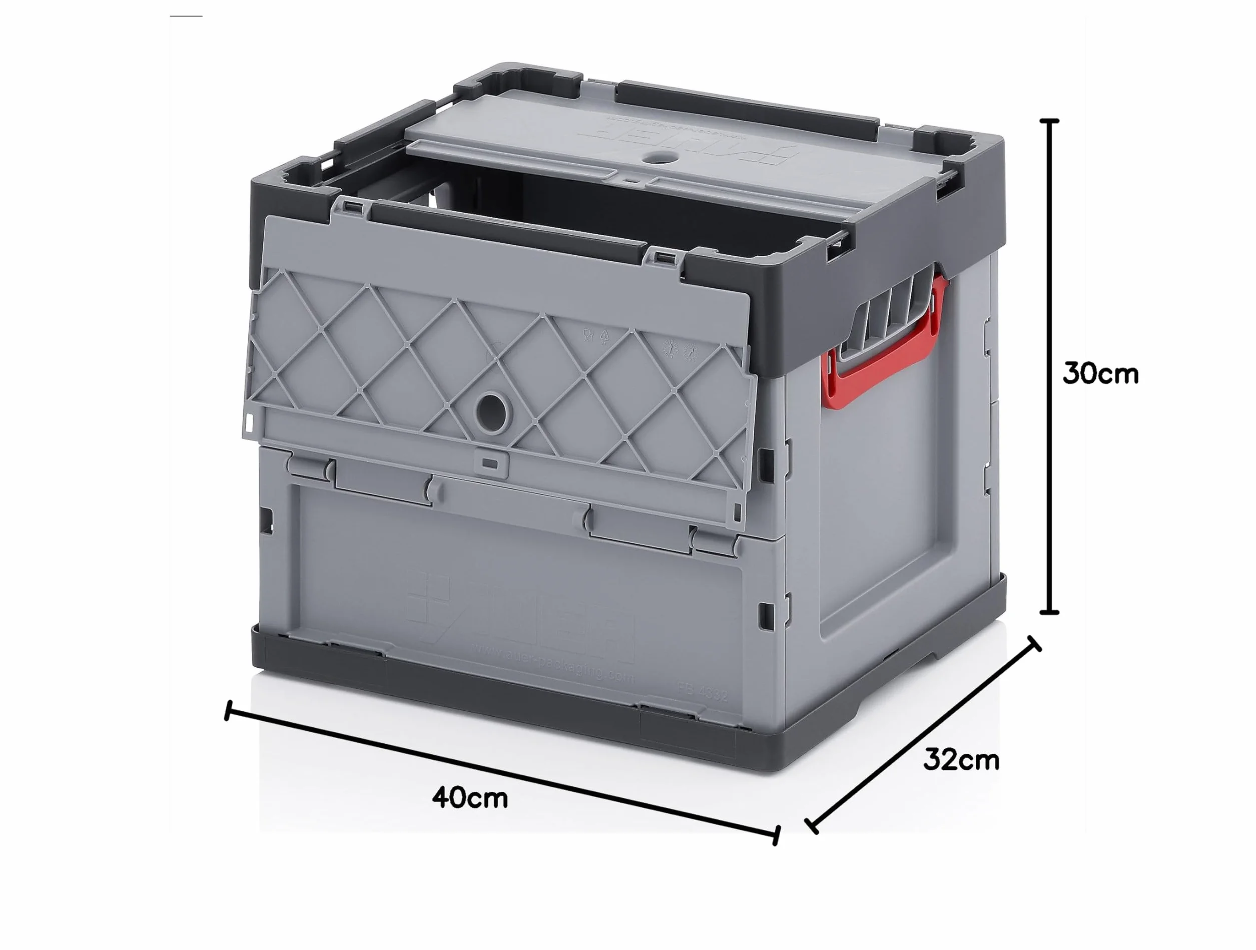 Auer Packaging 2 x profesjonalne składane pudełko 40 x 30 x 32 z pokrywą z calówką * zestaw 2 szt