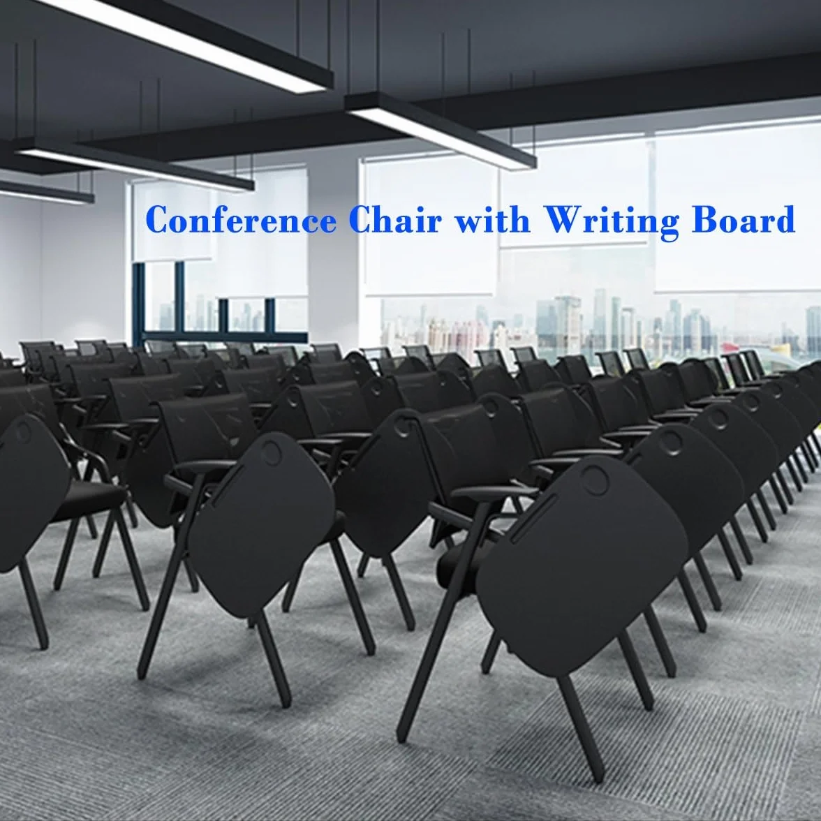 Krzesło Na Biurko Bez Kółek Ergonomiczne Krzesła Konferencyjne Z Dołączonym Biurkiem, Krzesła Treningowe Do Układania W Biurze Siatkowe Krzesło Konferencyjne (Color : Grey)