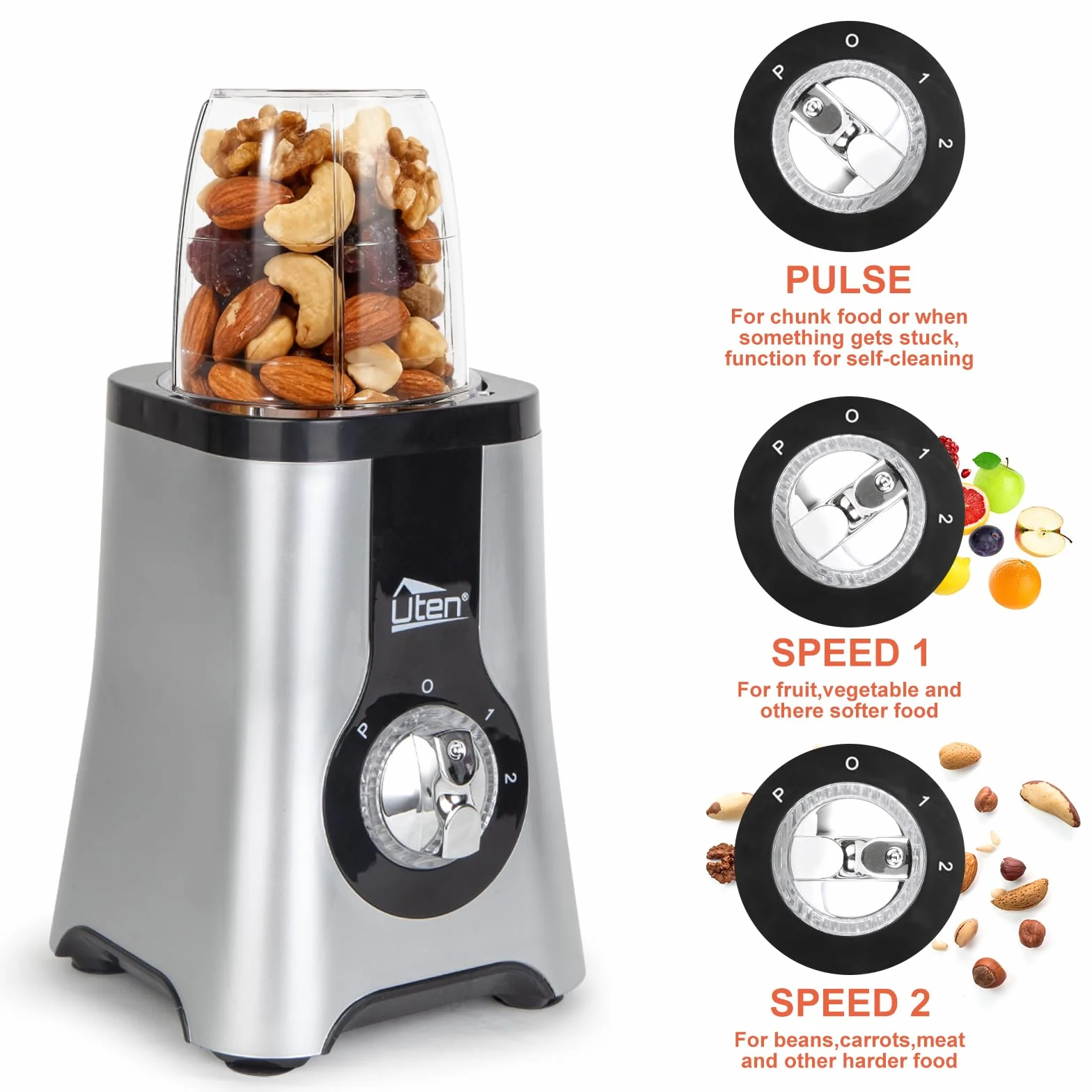 Blender Smoothie 1,25 l, 380 W, mini blender kuchenny, blender 5 w 1 do koktajli mlecznych, soków owocowych i warzywnych, przenośny blender do uprawiania sportu, podróży i domu
