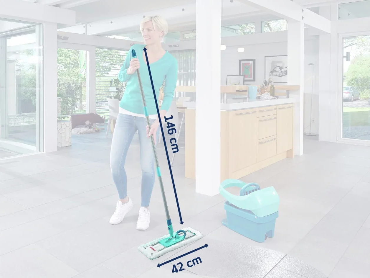 Leifheit Profi XL micro Duo mop stalowy uchwyt 146 cm mikrofibra system click 360°