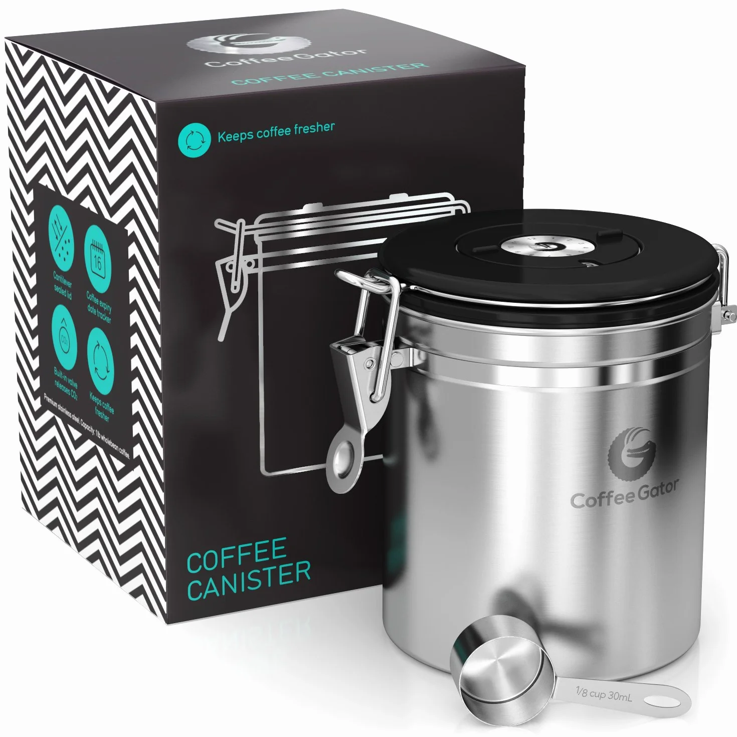 Coffee Gator Pojemnik na kawę 1300 ml i 300 ml hermetyczne do przechowywania żywności