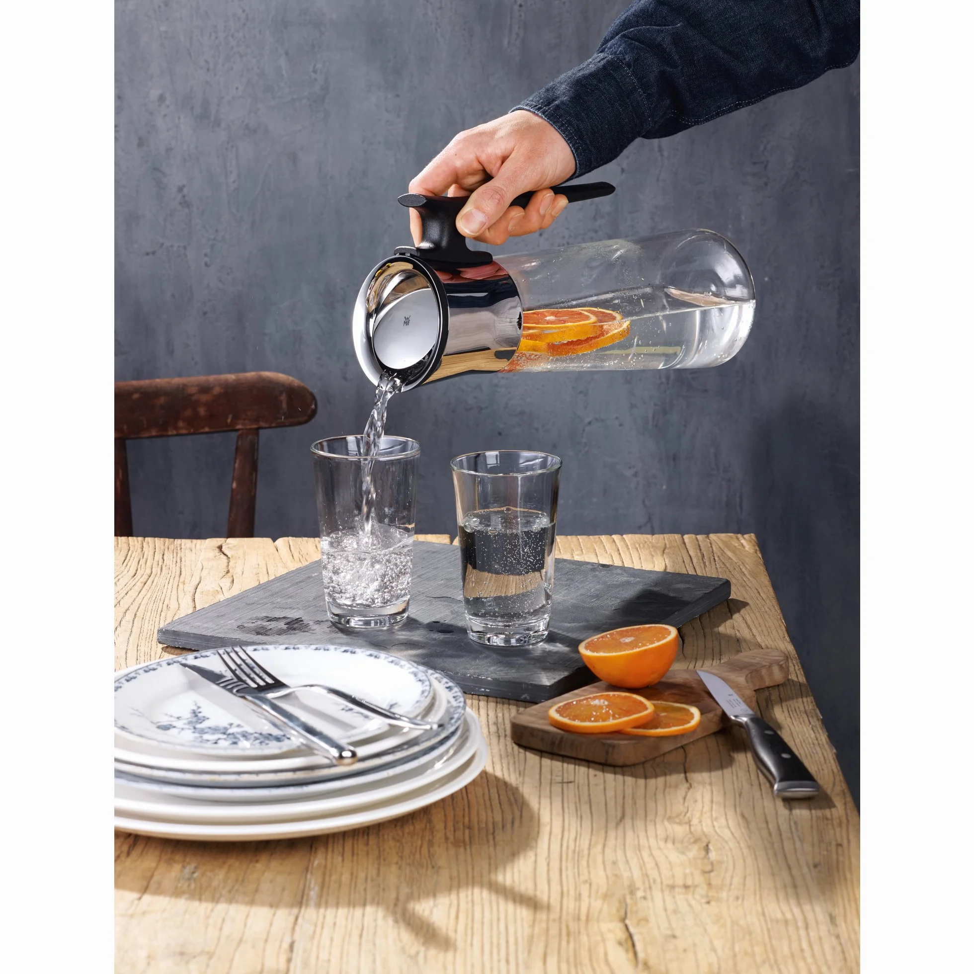 Wmf 618046040 Karafka na Wodę, Czarny/Srebrny, 1,5 l