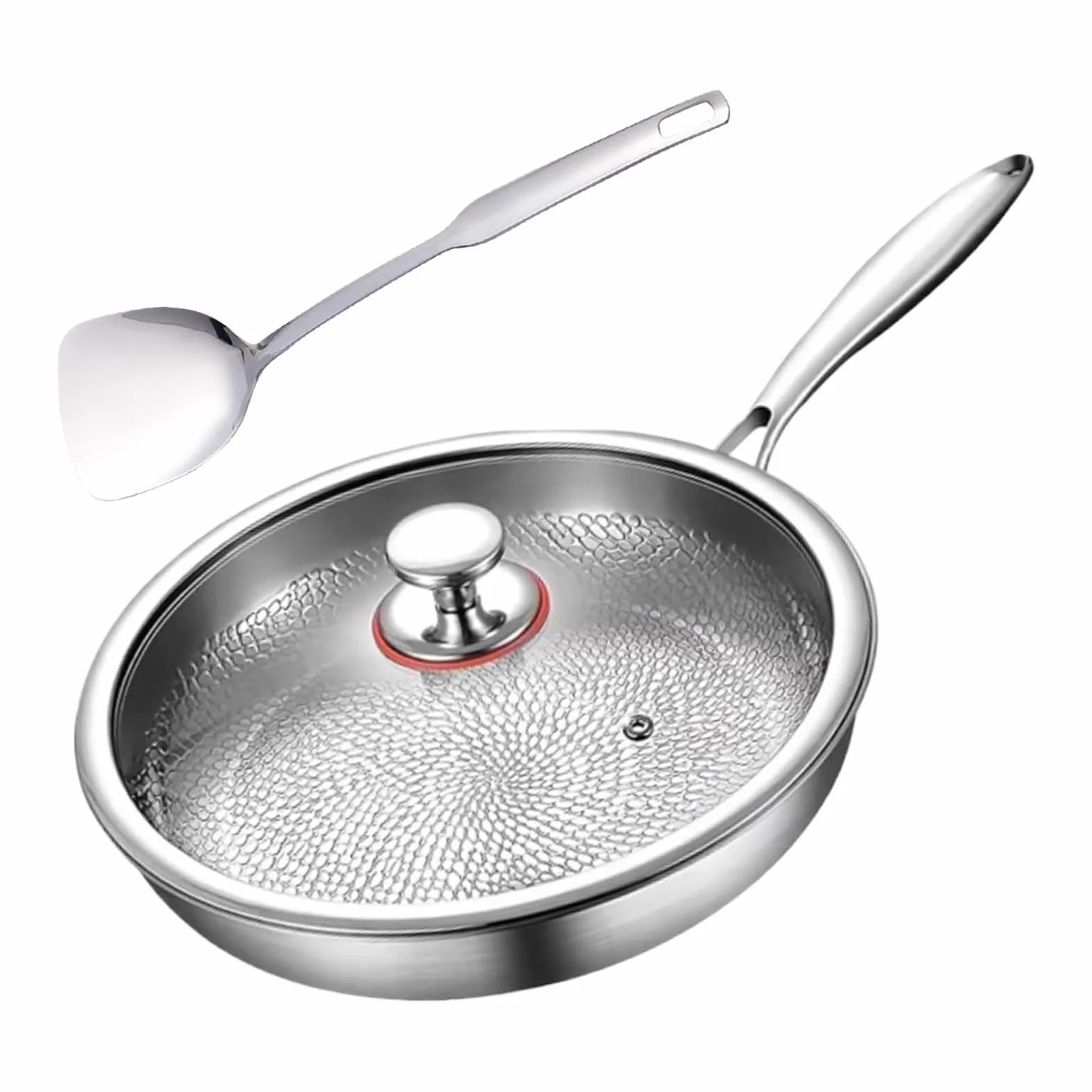 Tytanowa Patelnia Zestaw patelni, naczyń do stir-fry, sauté, omletów | Nieprzywierająca patelnia tytanowa z pokrywką i łopatką Zestawy Naczyń, Gadżety Kuchenne,