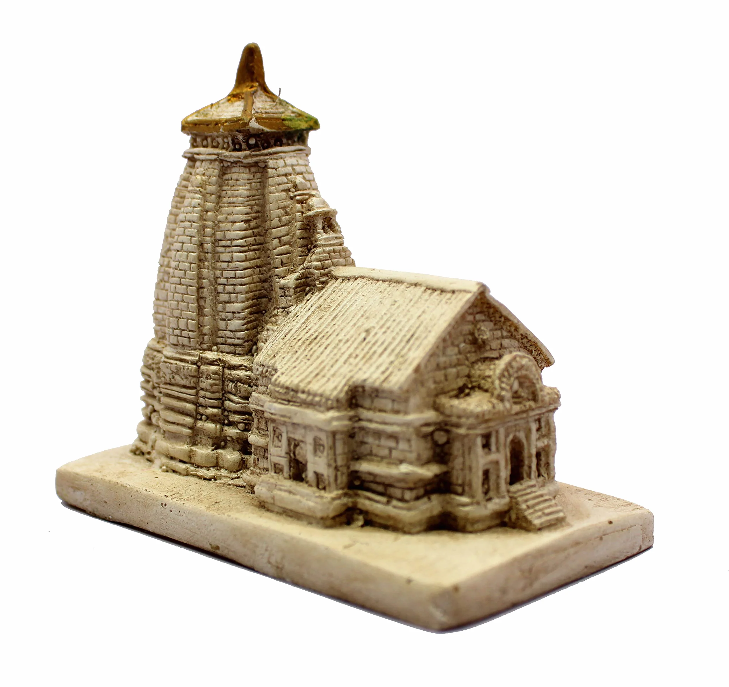 ESPLANADE Żywica Mahadev Mahadeva Kedarnath Temple Mandir miniaturowa figurka do samochodu świątyni, deski rozdzielczej, 8,3 cm, beżowa