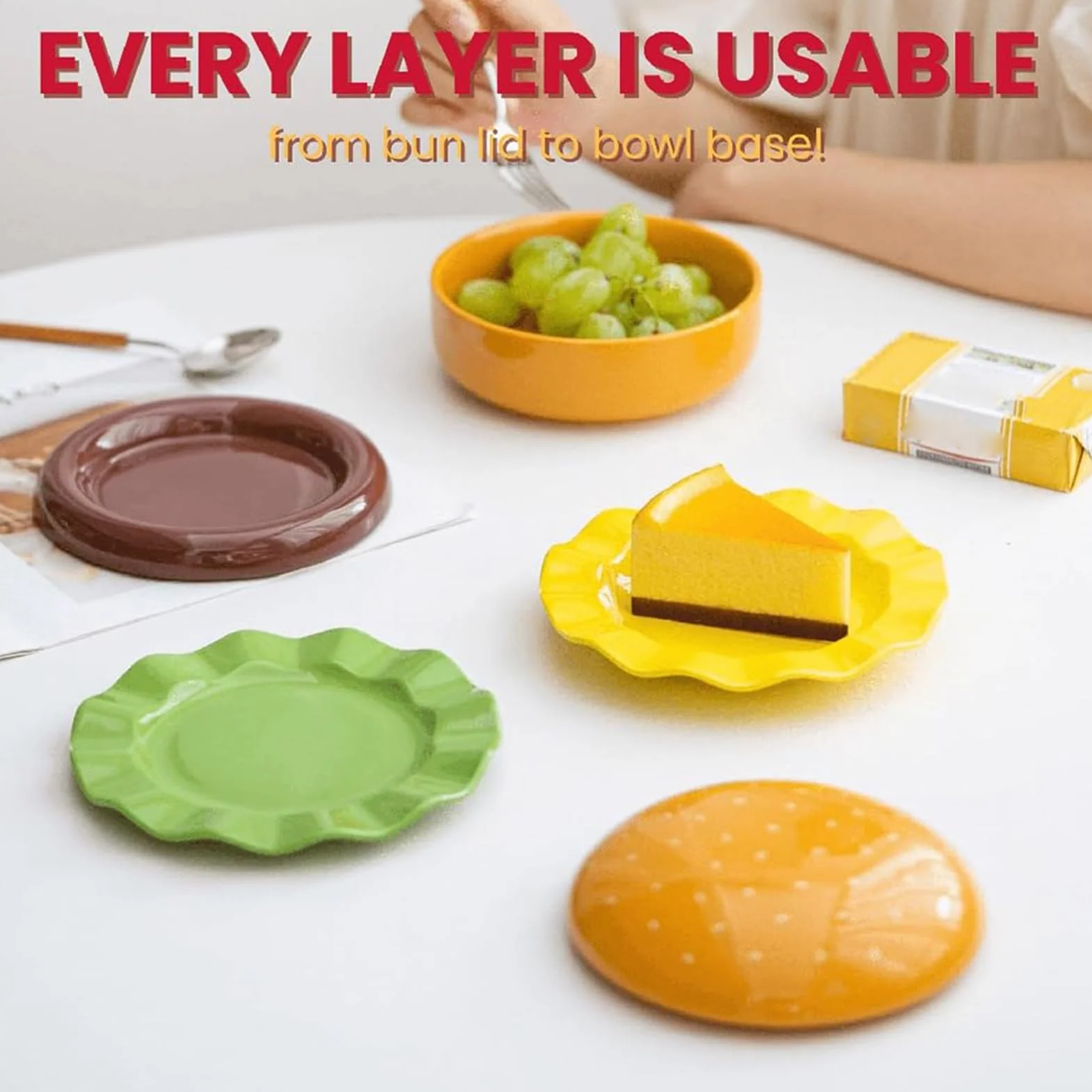 Zestaw Talerzy Na Burgery Ceramiczne naczynia do mikrofali | Zestaw naczyń kuchennych, misek i talerzy Do domu, kuchni, mieszkania, na kemping, piknik, przyjęcie, urodziny, przekąski,