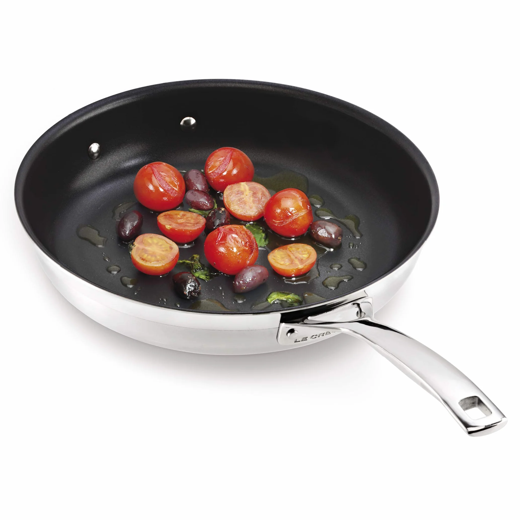 LE CREUSET 3-warstwowe patelnie ze stali nierdzewnej, 24 cm i 28 cm, nieprzywierające patelnie, zestaw podwójny, 53801000000000