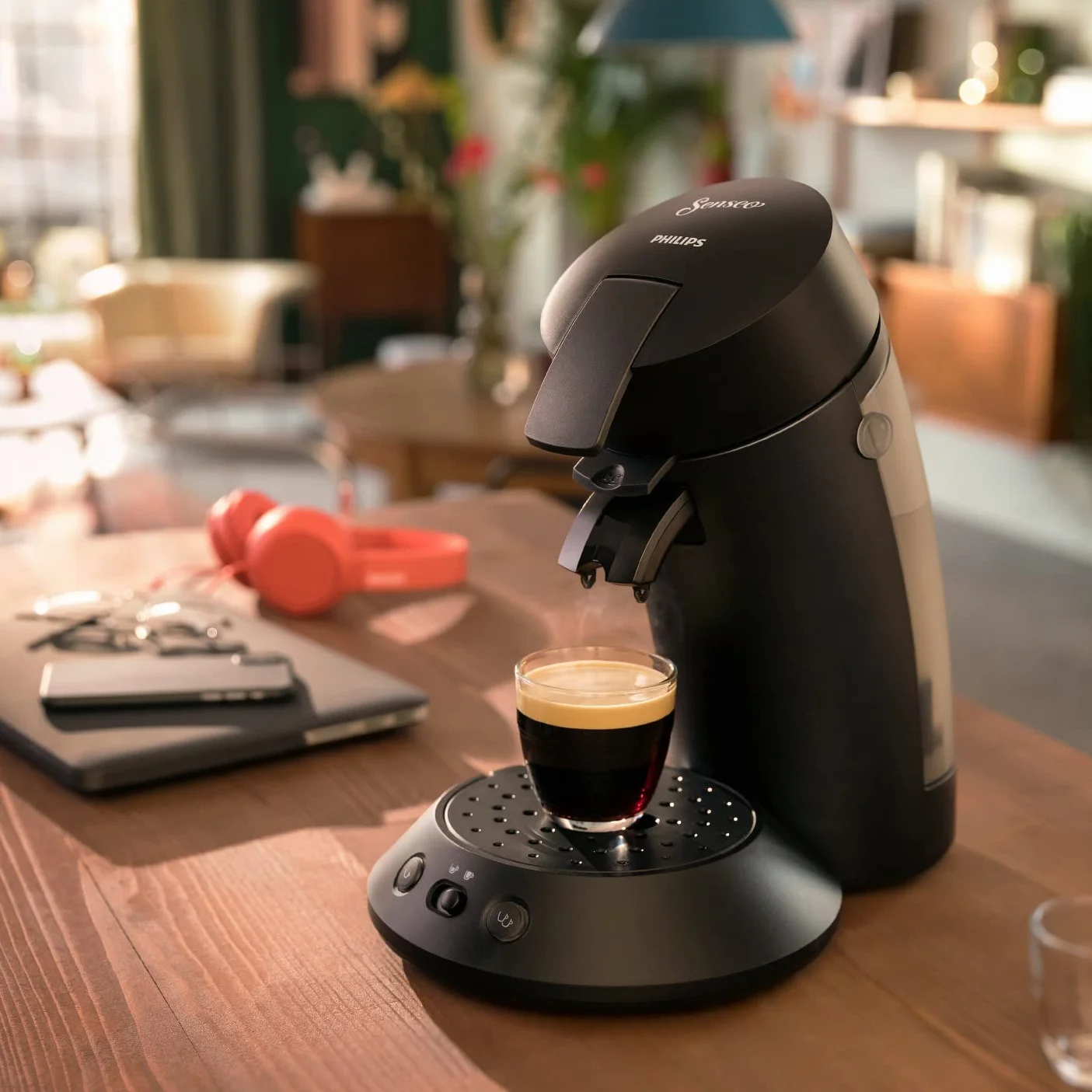 Philips Domestic Appliances Ekspres do kawy na kapsułki SENSEO, wybór mocy kawy. Technologia Boost – zielony produkt. czarny fortepianowy (CSA210/22)