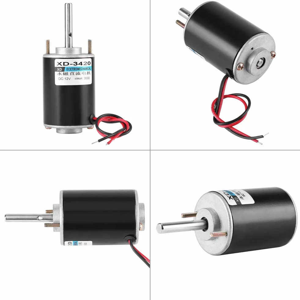 Silnik elektryczny, 30 W, 12 V/24 V DC, z magnesem stałym, CW/CCW, odwracalna wysoka prędkość, niski poziom hałasu dla majsterkowiczów XD-3420 (24 V 7500 obr./min)