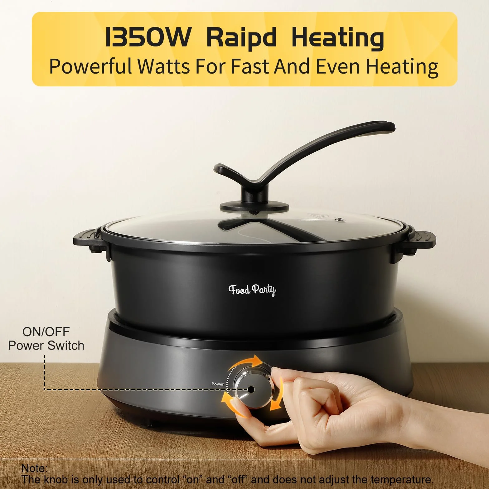 Food Party Hot Pot Elektryczny 4L Zaktualizowany Dwustronny Rozdzielany Garnek 220V 1350W Elektryczny Garnek Fondue na 6 Osób (Garnek Hot Pot z Przegródką)
