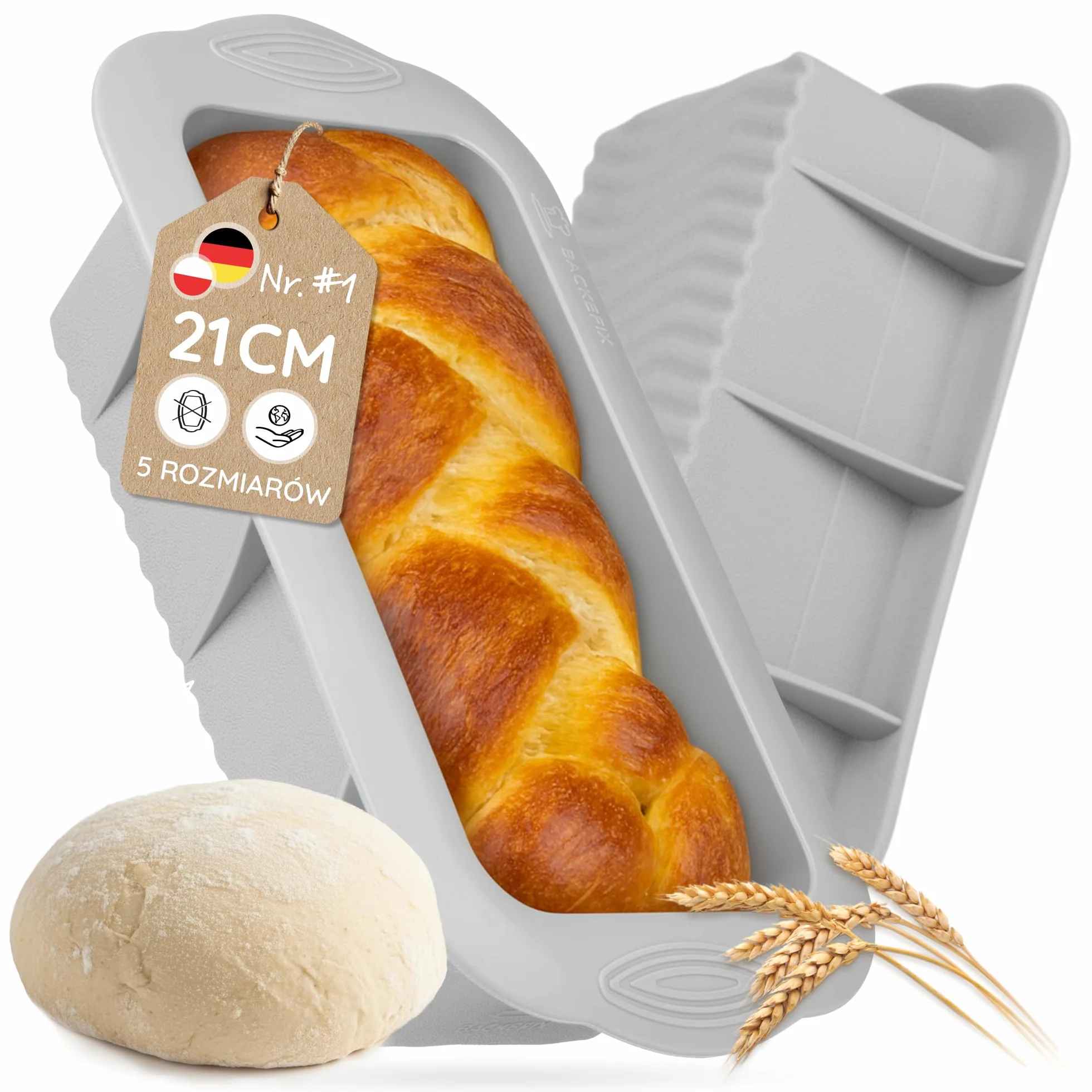 Backefix Silikonowa forma do pieczenia chleba, 21 cm, oryginalna silikonowa forma do pieczenia chleba, duża, również jako forma do pieczenia ciast – sprawdzona pod kątem jakości, bezpieczna dla