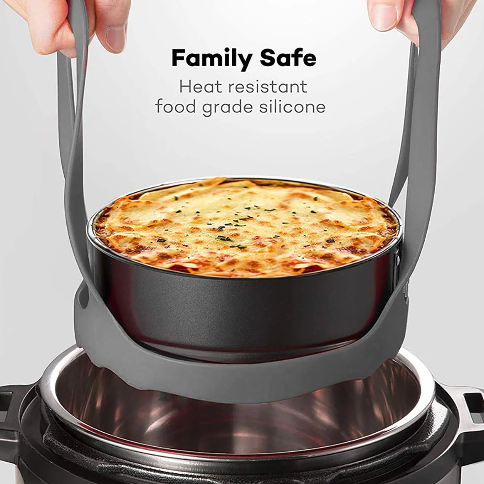 DdLUCK Chusta szybkowaru, silikon do pieczenia 6 Qt/8 Qt Instant Pot, NJ Foodi i wielofunkcyjna kuchenka przecispaleniowa, silikonowy stojak parowy bez BPA (szary)