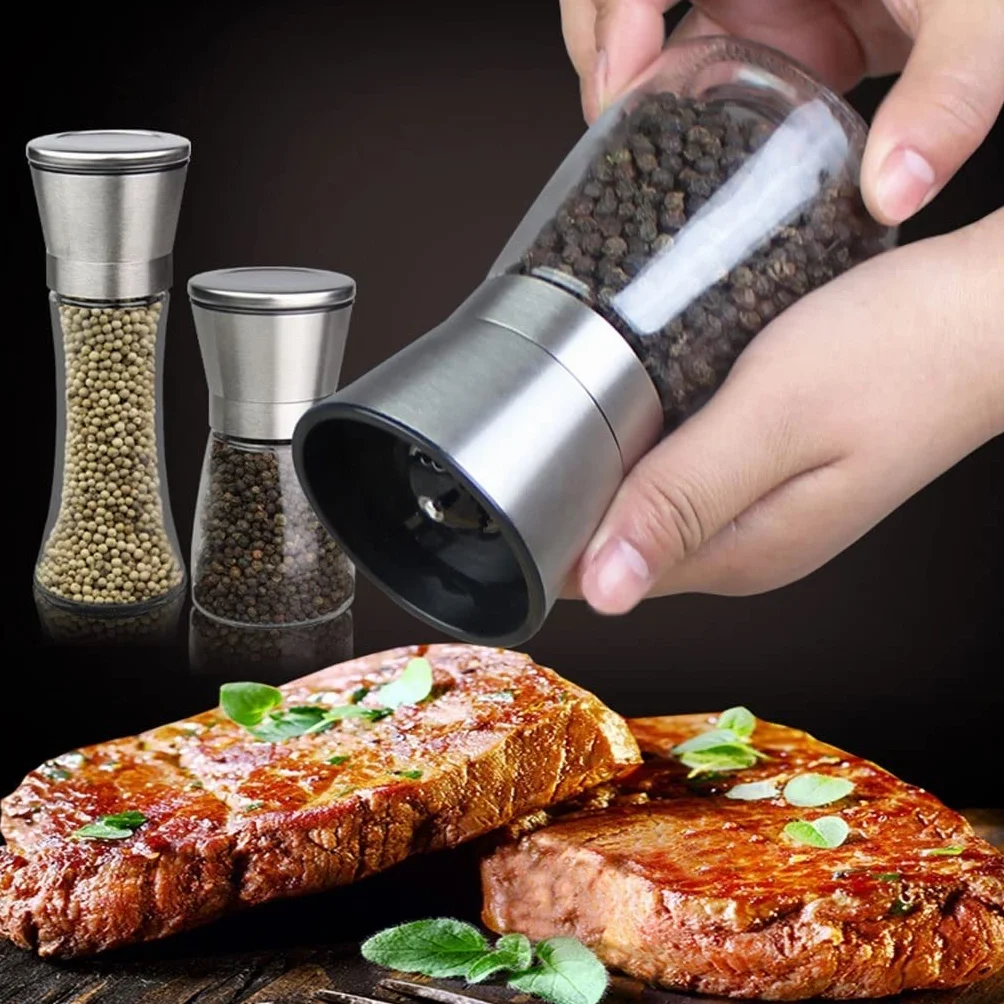 Solniczki i pieprzniczki Zestaw 2 szt. młynka do pieprzu i soli ze stali nierdzewnej, młynek do pieprzu Premium, młynek do pieprzu, zestaw młynka do soli i pieprzu.