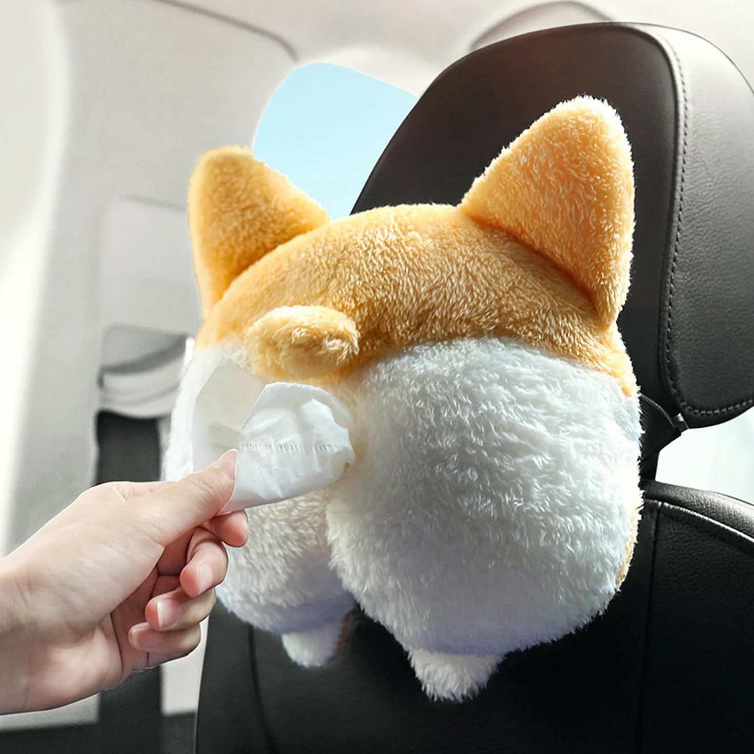 Pluszowy Dozownik Chusteczek Corgi Do Samochodu, Domu, Sypialni - Słodki, Zabawny Pojemnik Na Chusteczki Higieniczne