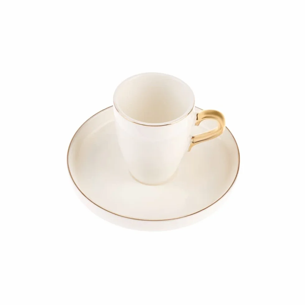 KARACA Pippo Espresso Coffee Service dla 6 osób, 6 filiżanek kawy i 6 spodków, mocny kubek mokki, grube kubki do kawy, filiżanki espresso, porcelana
