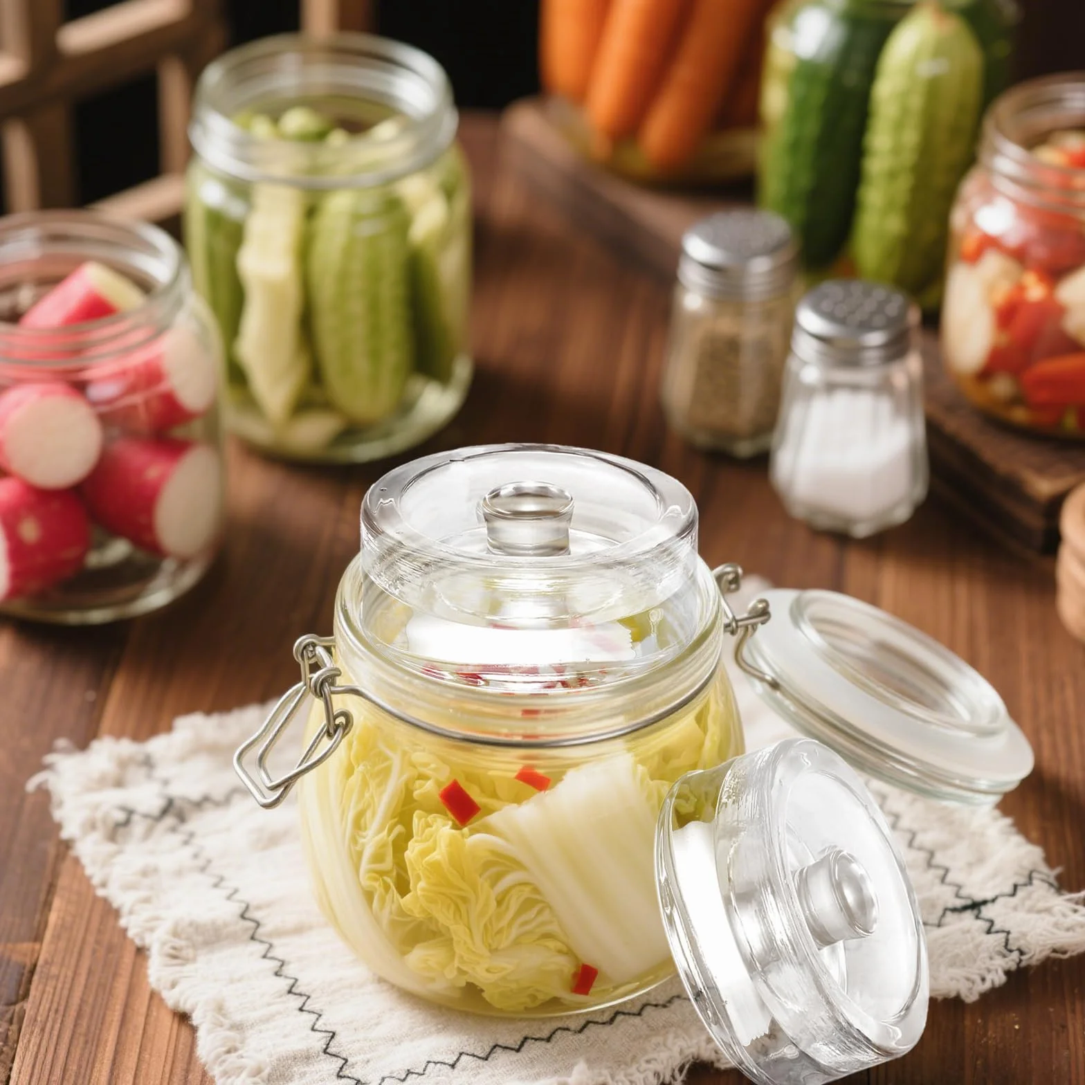 4 sztuki Szklane obciążniki do fermentacji (⌀7 cm) Ciężarki Fermentacyjne Szkła do Fermentacji do kapusty, kamienie obciążające kimchi kefiru