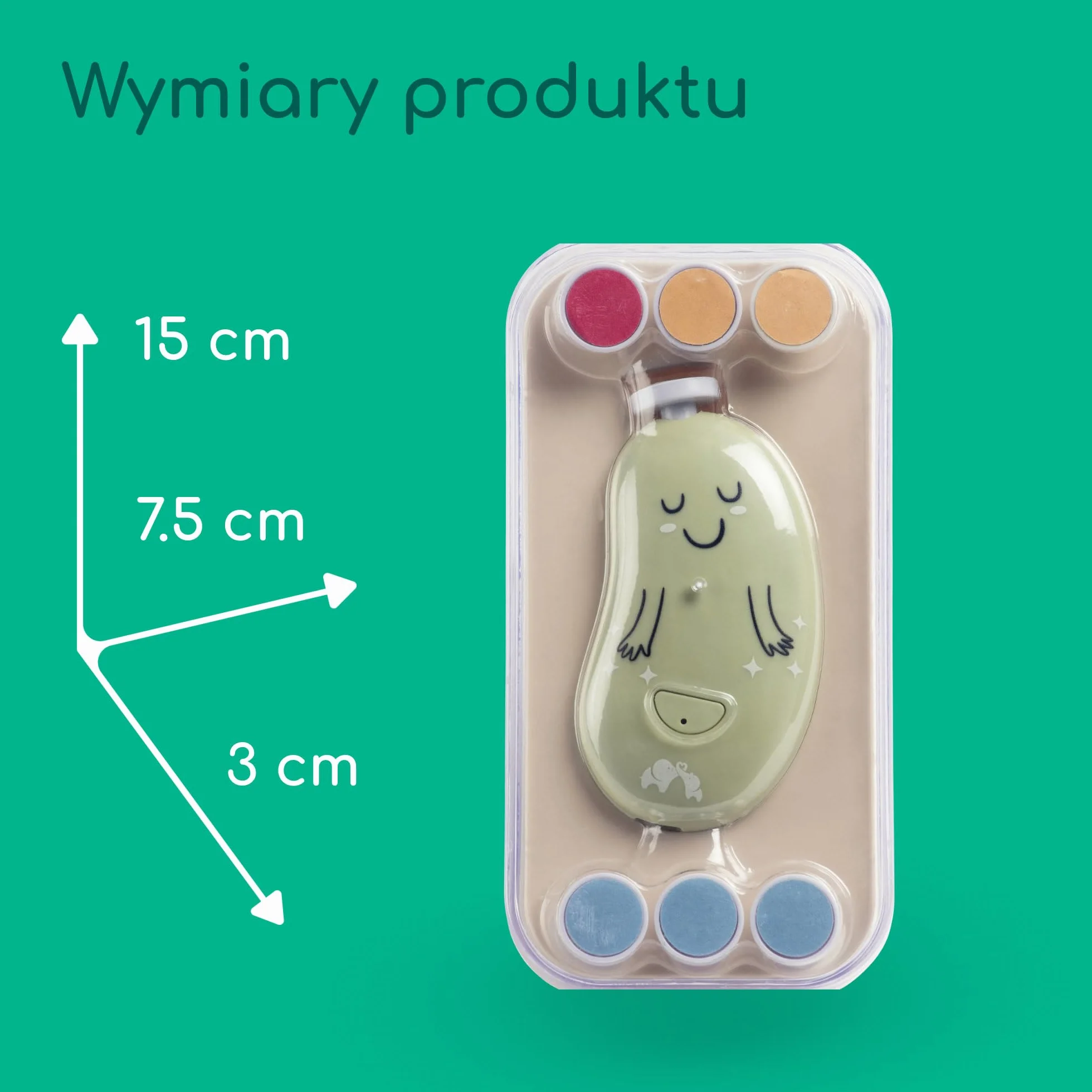 Bebeconfort Elektryczny Pilnik do Paznokci dla Dzieci, od Narodzin, dla Niemowląt i Maluchów, 7 Pilniki do Paznokci z Teksturami, Ładowanie USB-C, 3 Prędkości, Lampka LED, Pojemnik, Zielony