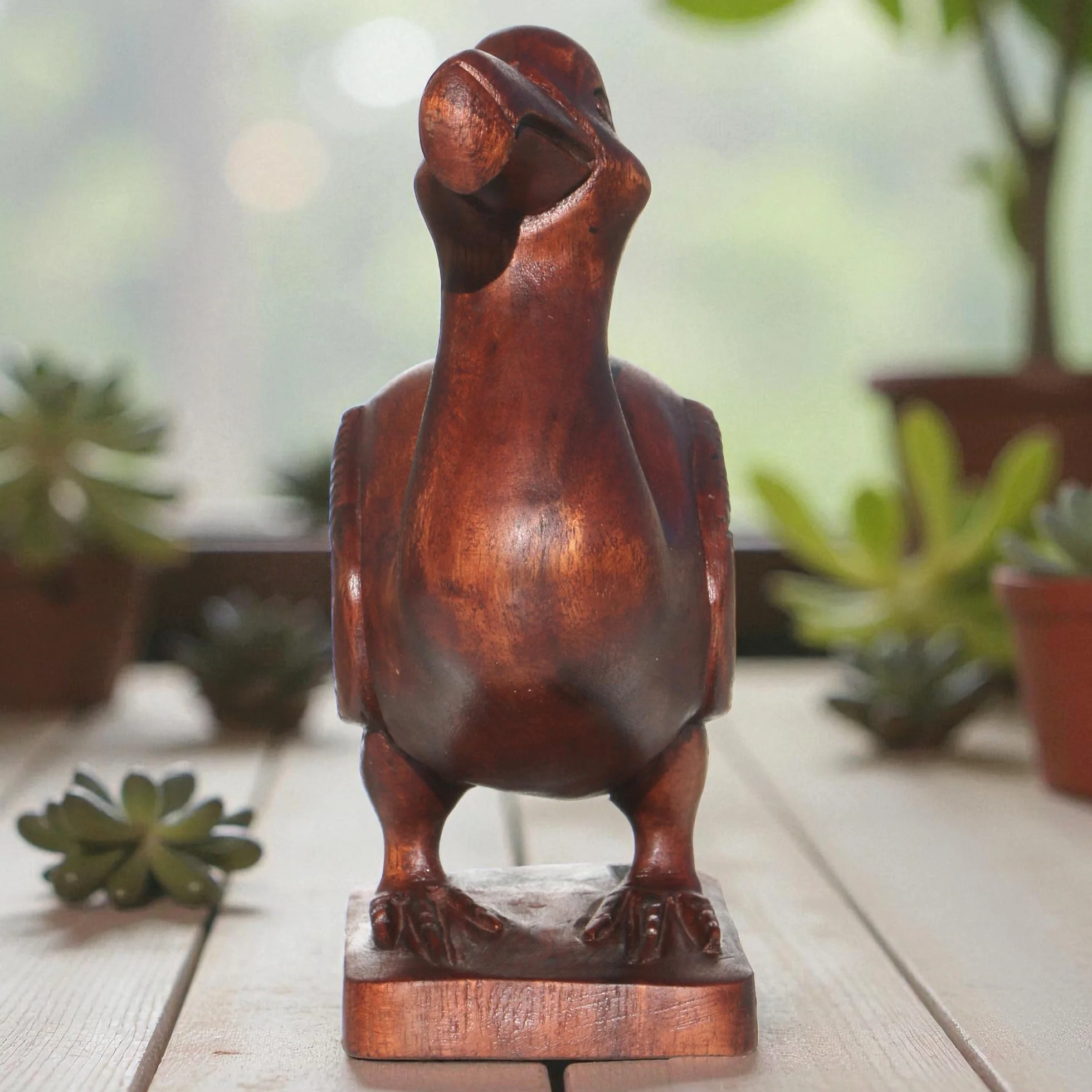 Piękna statuetka DODO – rzeźbienie z drewna jako pomysł na prezent na urodziny, Boże Narodzenie, do dekoracji, rękodzieło Mauritiusa (20 cm wysokości)