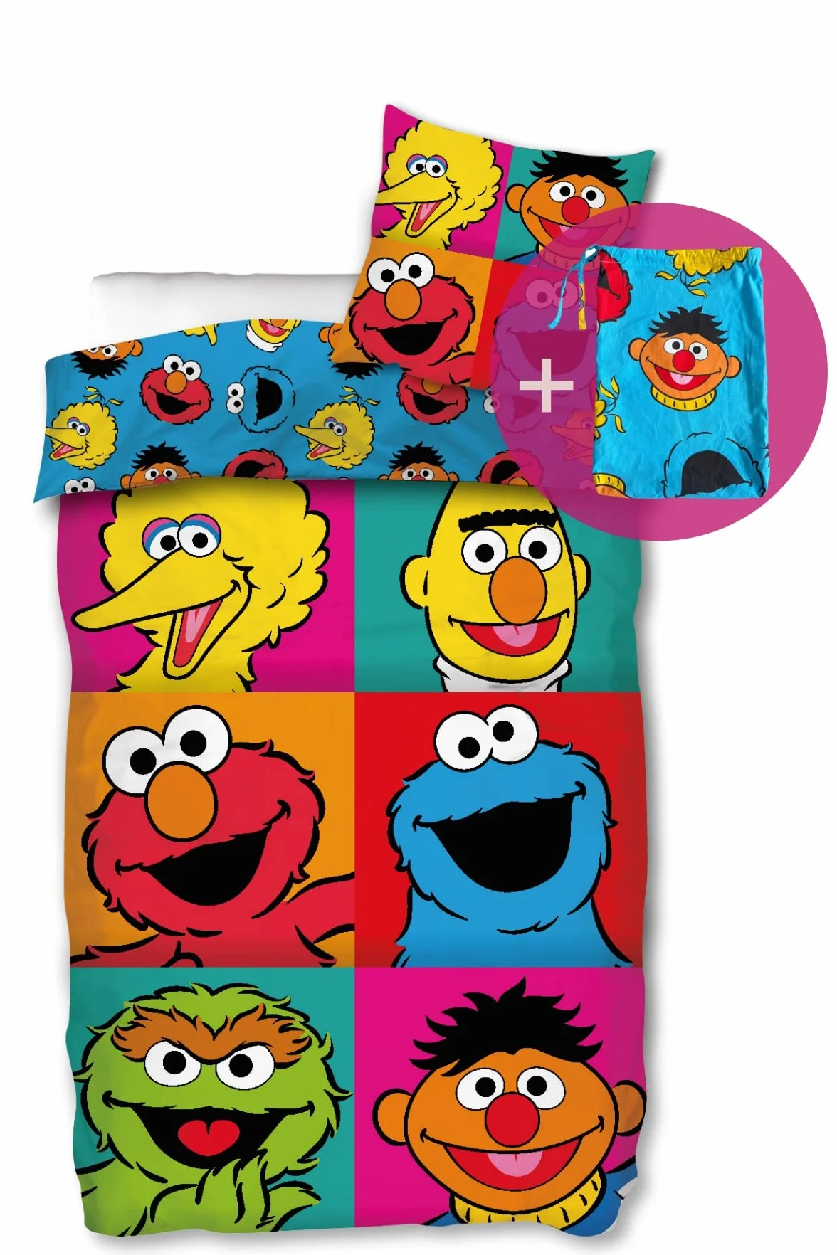 Ernie und Bert Pościel Ulica Sezamkowa 135 x 200 80 x 80 [z workiem] Komplet pościeli dziecięcej Bawełna 2-częściowy 1 x poszewka na kołdrę 1 x poszewka na poduszkę