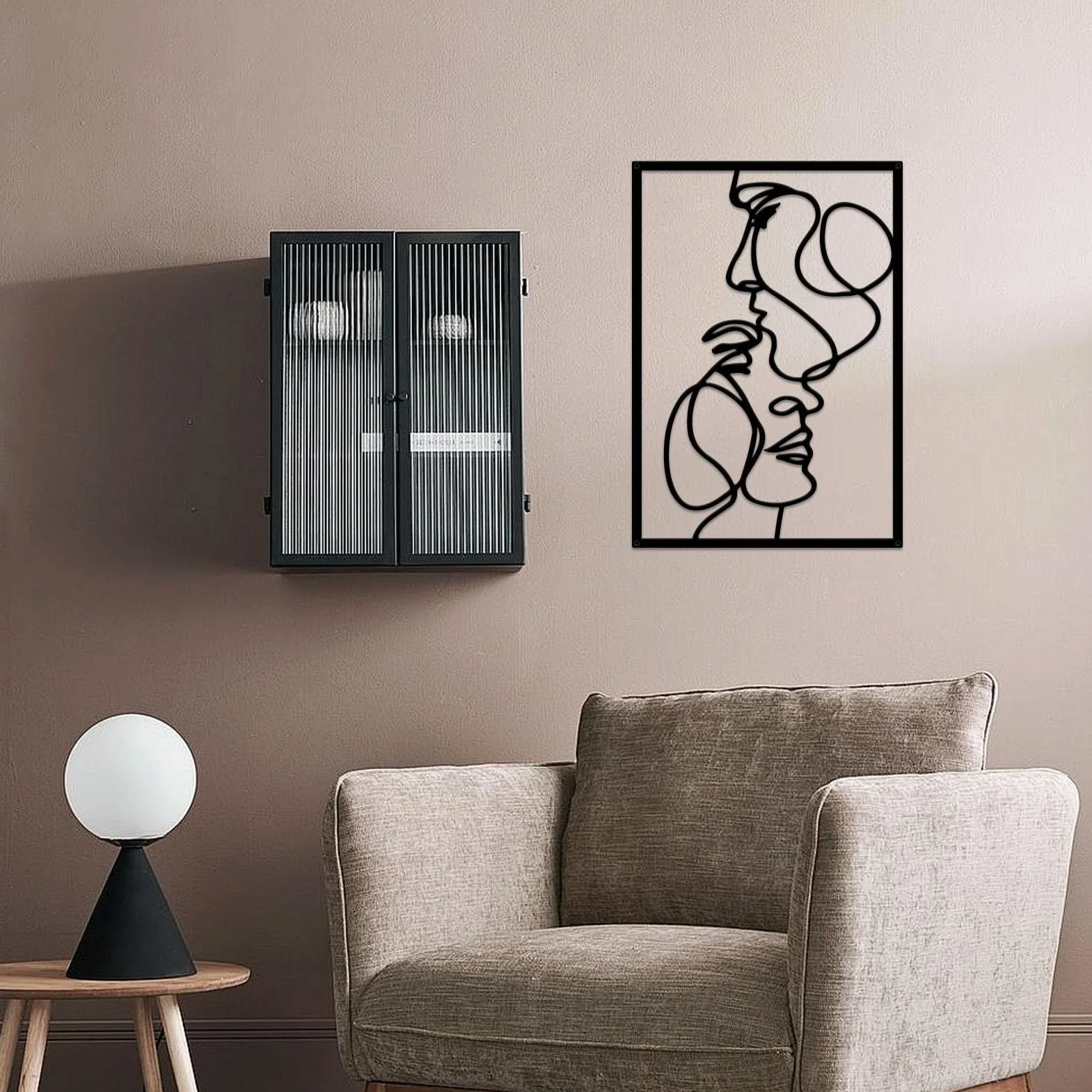 ESTART Minimalistyczna metalowa dekoracja ścienna, 3 sztuki, Walentynki, dla ukochanych, pocałunku, dłoni, estetyczna, do zawieszenia do sypialni