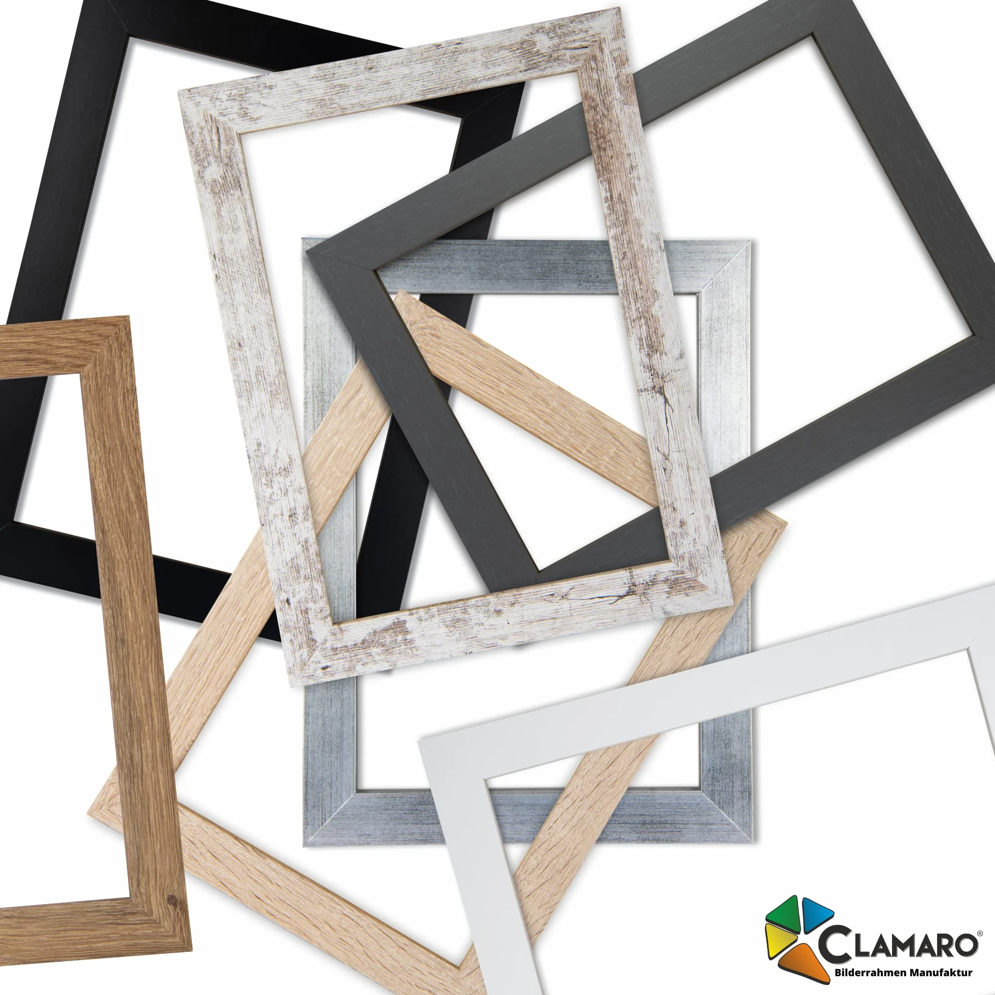 Clamaro Kolaż ramka na zdjęcia 84 x 96 cm | Matowa biel | Ramka MDF w zestawie z nietłukącym szkłem akrylowym, tylną ścianką i metalowymi haczykami