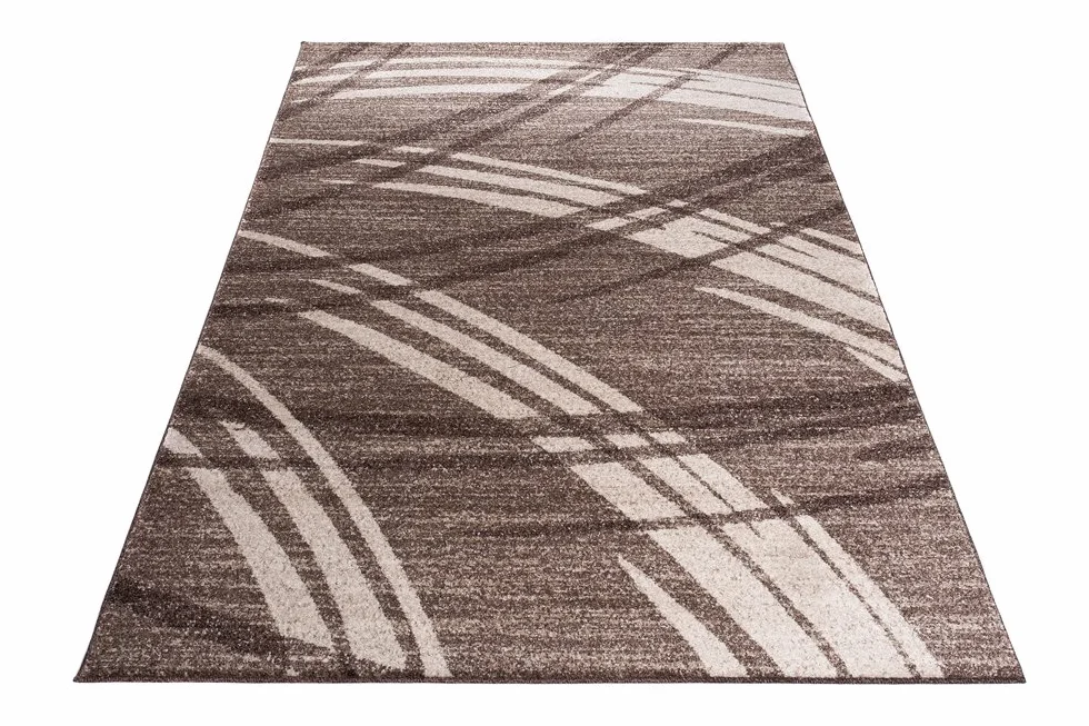 Tapiso Sari dywan z krótkim włosiem, nowoczesny, melanż, brązowy, beżowy, paski, fale, do salonu, sypialni, Ökotex 180 x 260 cm