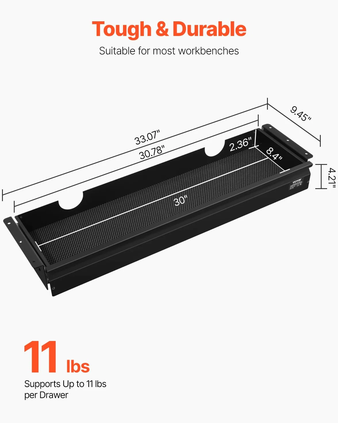 VEVOR Wysuwana szuflada pod biurkiem, 84 cm, wysuwana szuflada pod biurkiem, ukryty organizer do przechowywania, pod stołem, szuflada na ołówki do biura, domu, do siedzenia, stacji roboczej, 84 x 23 x