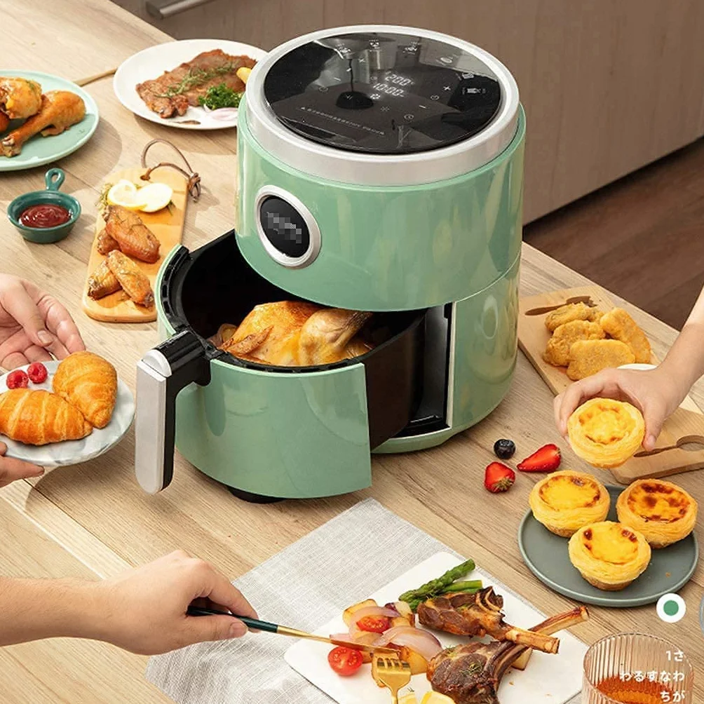Beztłuszczowa frytkownica do użytku domowego 5 l Beztłuszczowa frytkownica do użytku domowego Cyfrowy timer z ekranem dotykowym i kontrolą temperatury Frytkownice powietrzne Niski poziom hałasu