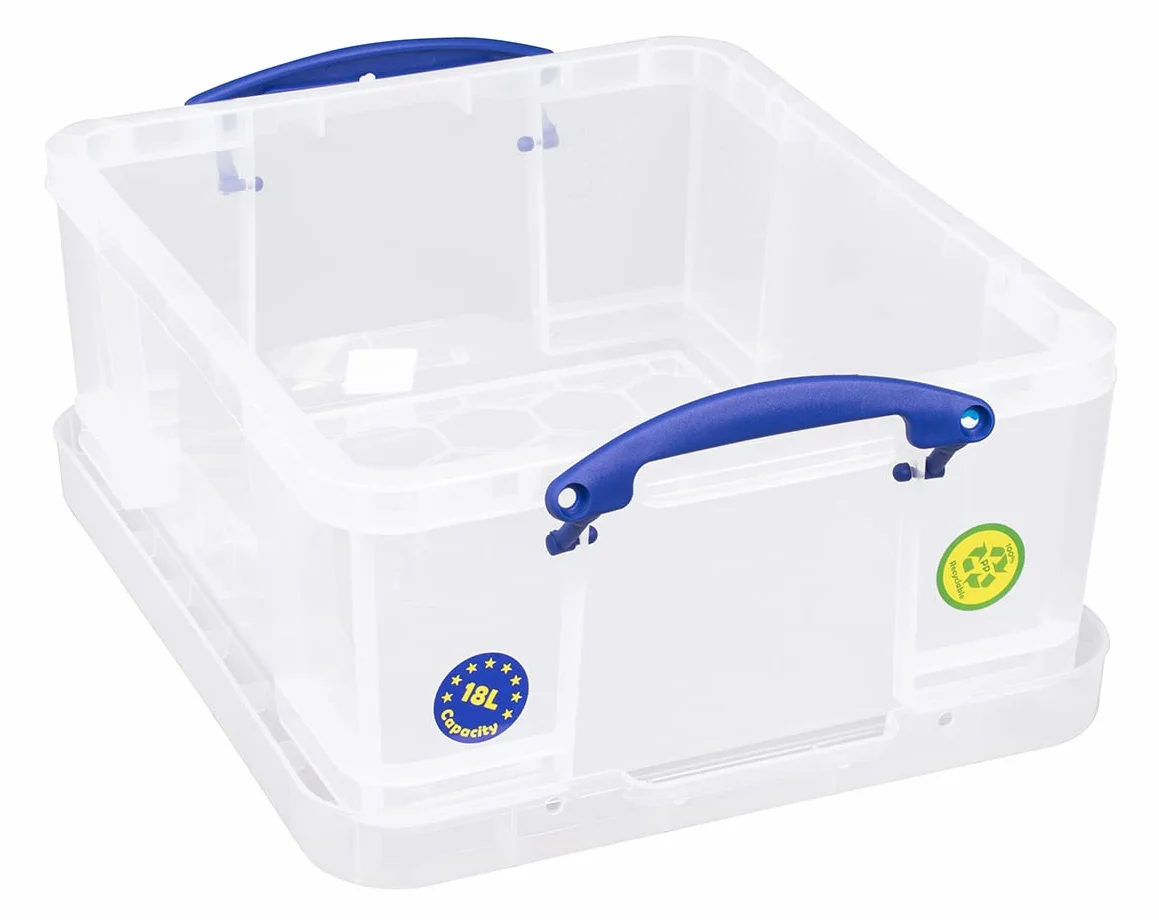 Naprawdę przydatne plastikowe pudełko do przechowywania, 18 l, przezroczyste (opakowanie 3 szt.)