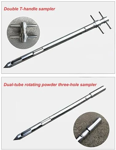 Rurka do pobierania próbek ze stali nierdzewnej 304, średnica 2,5 cm, długość 50 cm, podwójny uchwyt, wszechstronny próbnik do cementu, ziaren popiołu lotnego i farmaceutyków, narzędzie do pobierania