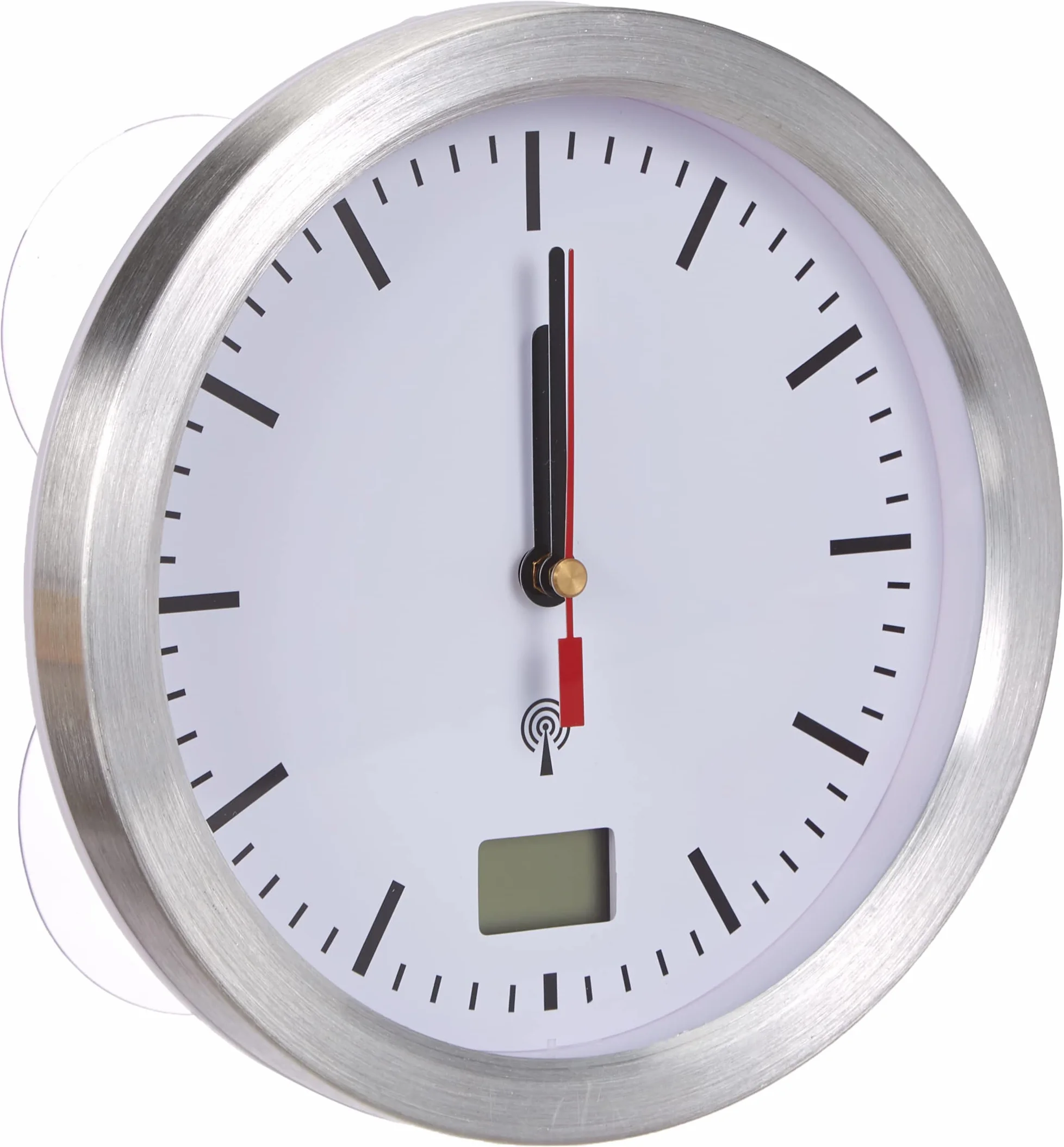 TFA Dostmann zegar łazienkowy z radiem, 60.3539.02, z pomiarem temperatury wewnętrznej, zabezpieczony przed wilgocią, mocowany bez wiercenia, biały