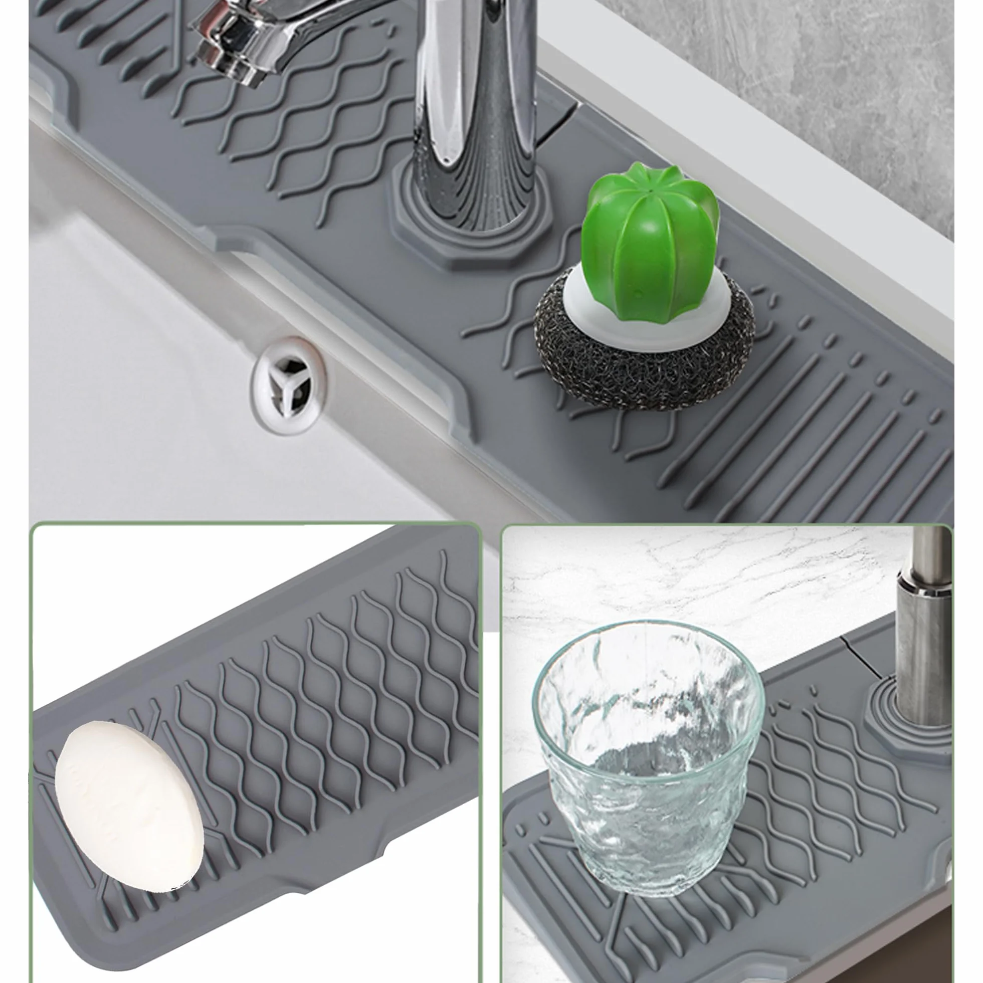 Veki Samoczynny Odpływ Mata Ociekowa Pod Kran, Silikonowa Mata do Zlewu, Składana Faucet Sink Mats, Ochraniacz Zlewu Chroniący Blat Kuchenny do Użytku w Zlewie Kuchennym Oraz Lazience
