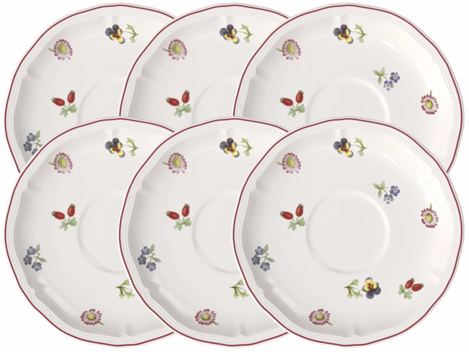 Villeroy & Boch Petite Fleur spodek śniadaniowy 6 sztuk nr 1023951250 i zestaw 4 szt. EKM Living słomki ze stali szlachetnej