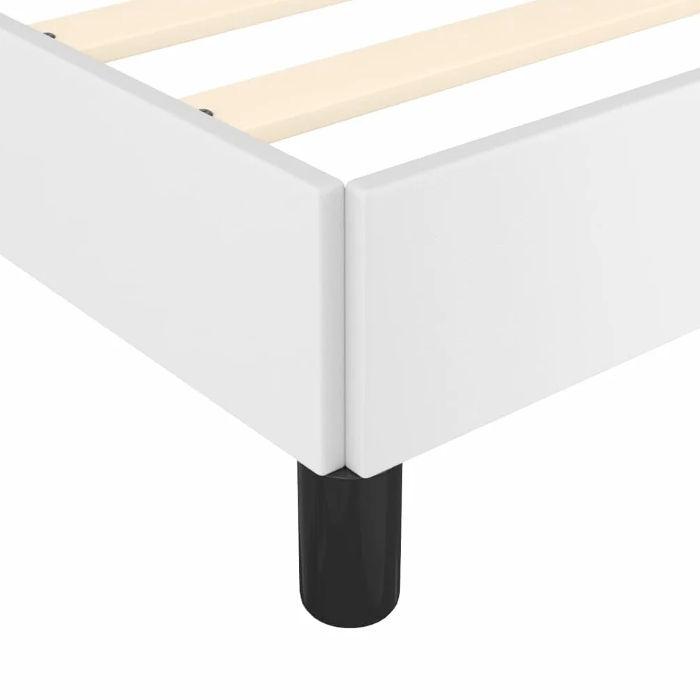 Sztuczna skóra z regulowanym zagłówkiem 160x200 cm biały | Rama łóżka z zagłówkiem biała 160x200 cm sztuczna skóra regulowana wysokość stabilna nóżki