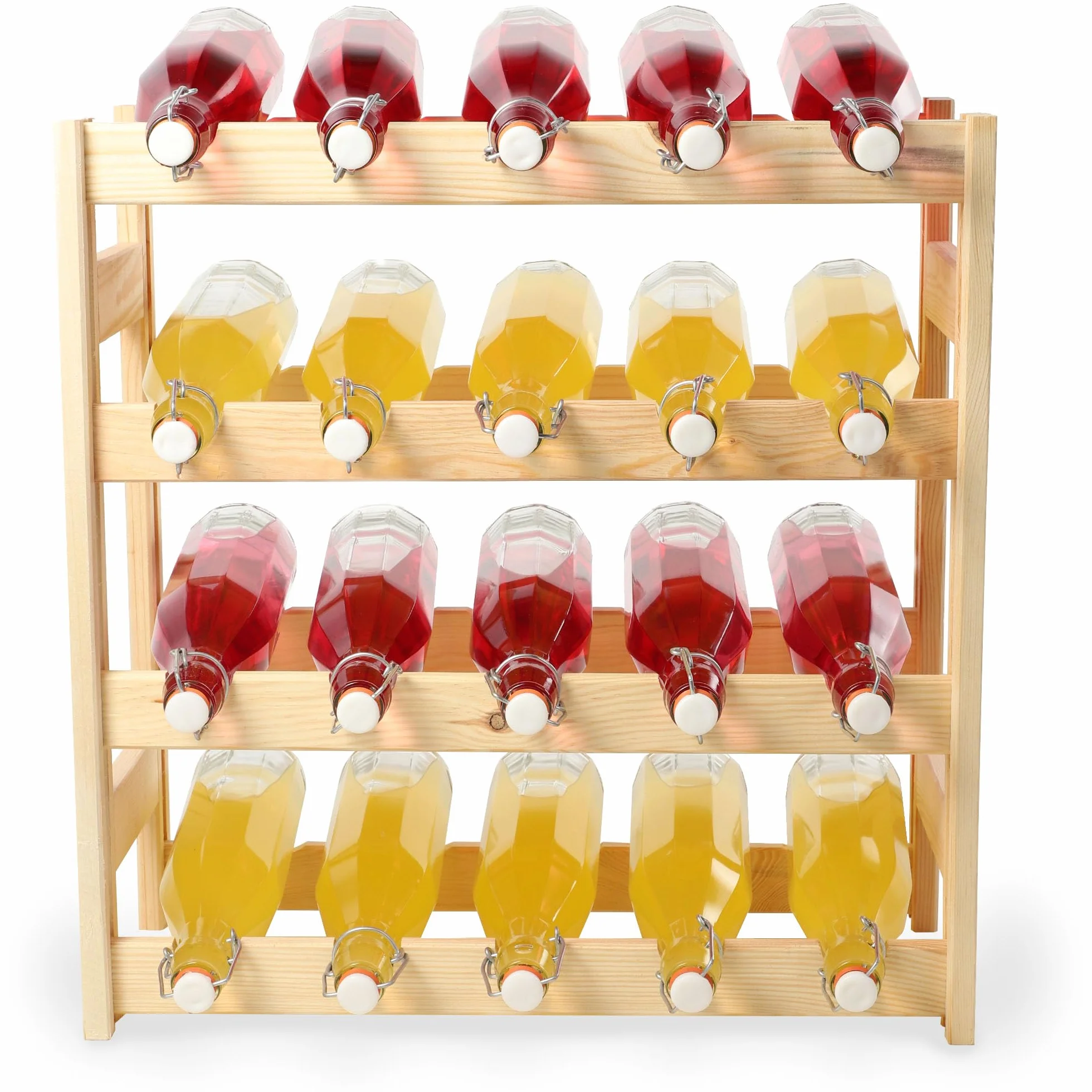 KADAX Regał na wino z drewna sosnowego, na 20 butelek, stojak do kuchni i salonu, stabilna konstrukcja, łatwy montaż, kompaktowe wymiary 53x25 cm