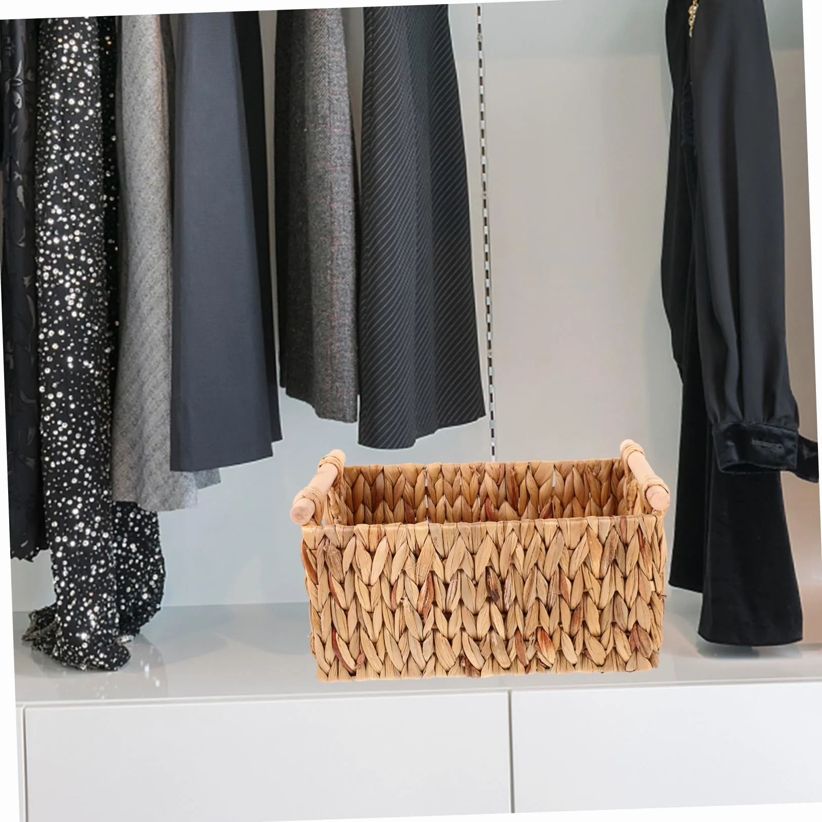 CHILDWEET Koszyk Wykonany z Trawy Wodnej Naturalny Koszyk Woven Do Przechowywania Dekoracyjny Organizer Do Zabawek i Biura