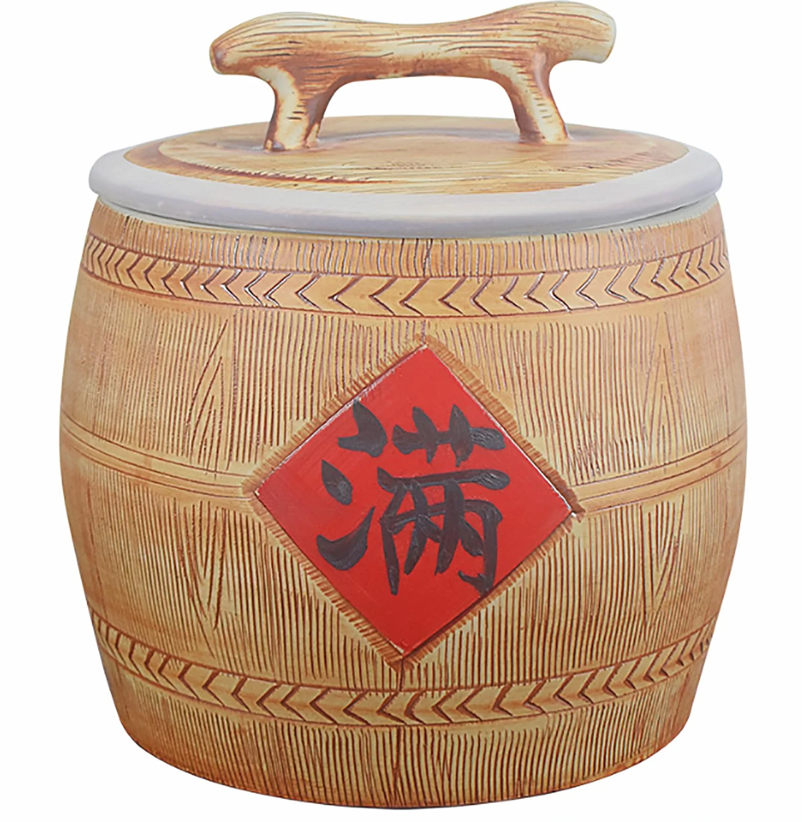Ceramiczny pojemnik na ryż, chiński słoik ceramiczny dekoracyjny, ceramiczne wiadro na ryż, pojemniki na płatki śniadaniowe, hermetyczne przechowywanie w kuchni, do domowej kuchni, tradycyjny wystrój
