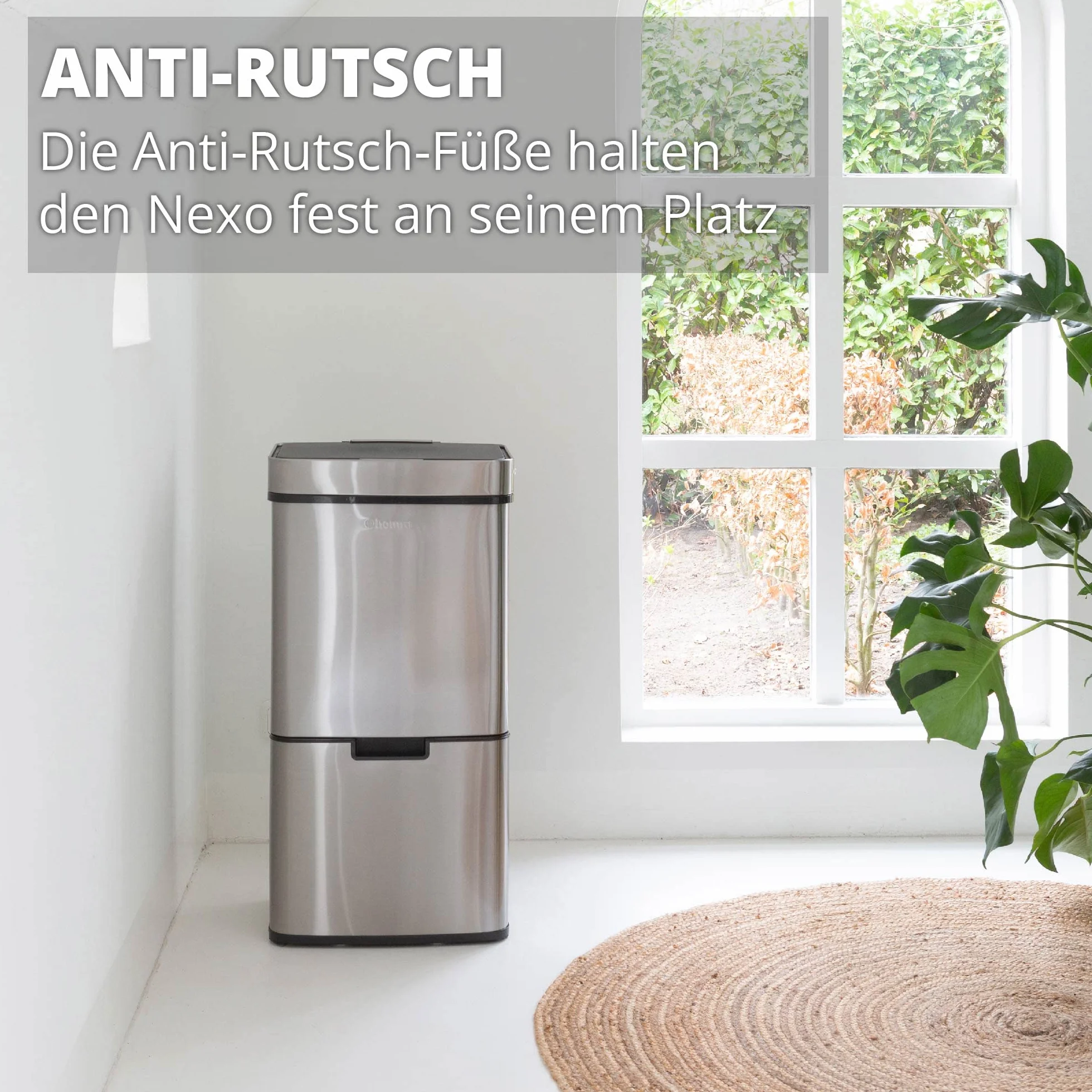 Homra® Nexo Smart Bin kosz na śmieci z czujnikiem 3 + 1 przegródkami, ze stali nierdzewnej, z czujnikiem ruchu, elektryczna segregacja śmieci, Smart Bin, system segregacji śmieci w kuchni