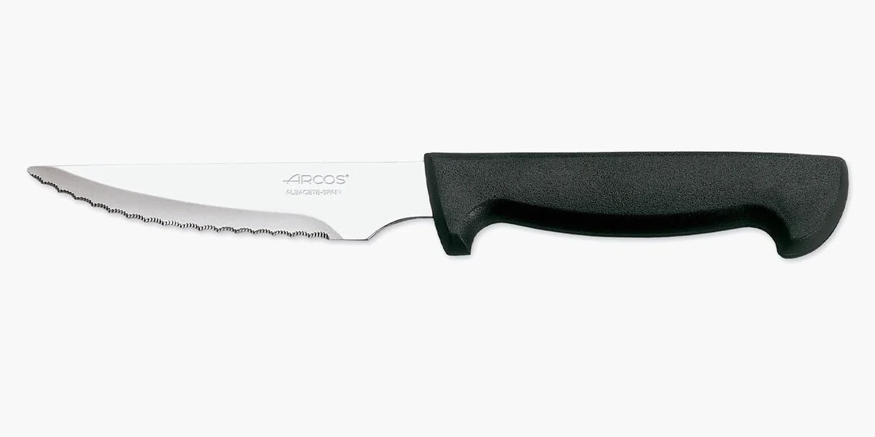 Arcos Noże stołowe, nóż do steków, nóż stołowy, ostrze azotowe, stal nierdzewna, 11,4 cm, uchwyt polipropylenowy, kolor czarny