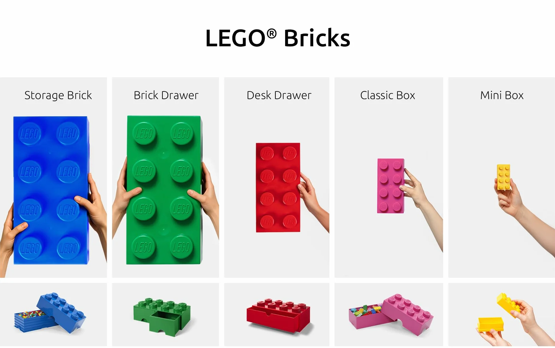 LEGO Storage Brick 6 gałek żółte pudełko do przechowywania 8,47 l plastikowe z pokrywką