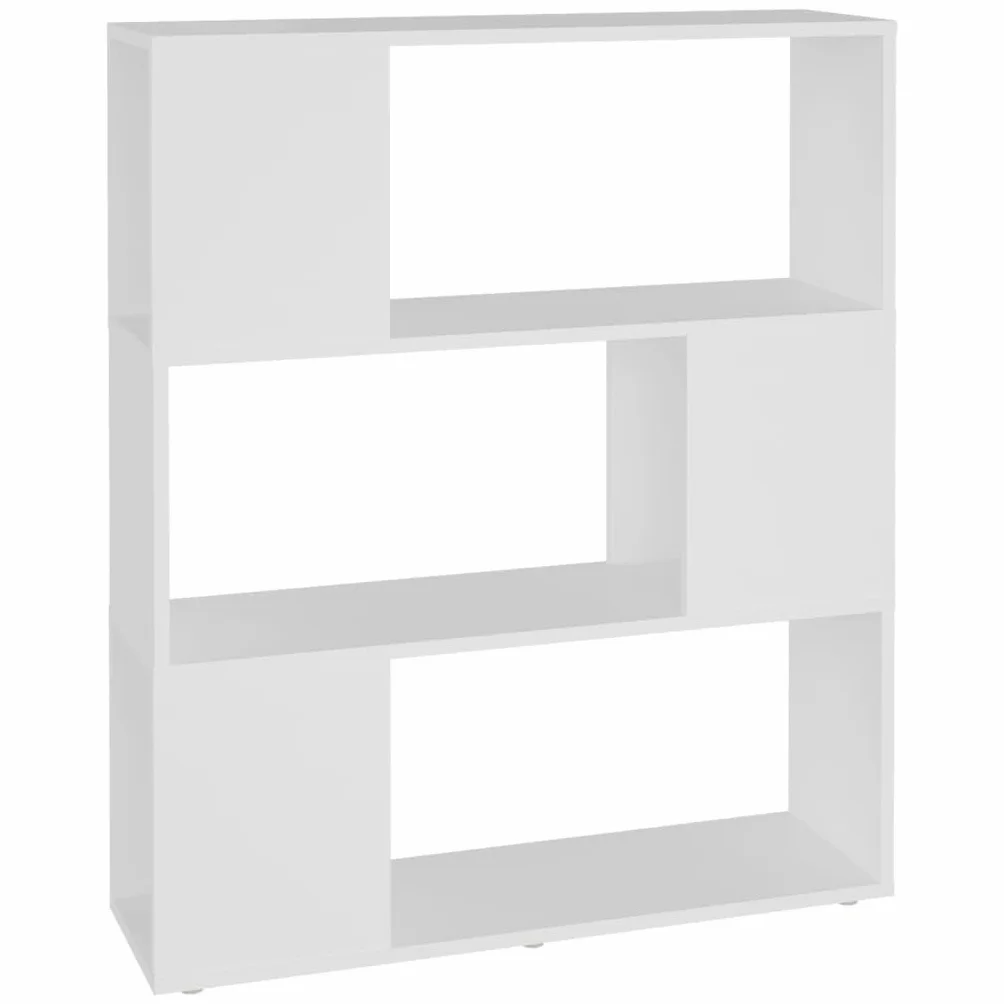 Générique Regał na książki / ścianka działowa biały 80 x 24 x 94 cm, półka z 3 przegródkami, szafka do przechowywania książek, czasopism i przedmiotów dekoracyjnych, elegancki i klasyczny design