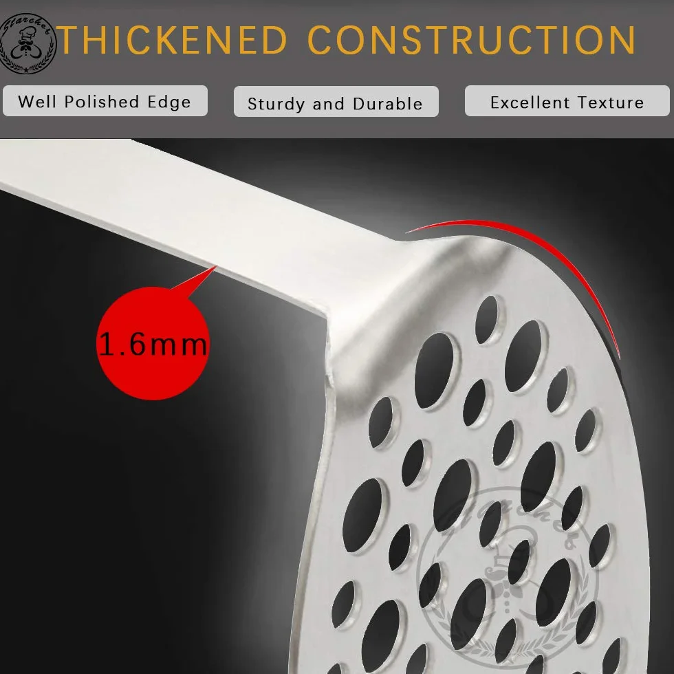 Masher Ricer,Stainless Steel Masher Ricer with Soft Handle, Baby Food Fruit & Vegetable Masher Ricer, Potato Ricer Masher(Black)