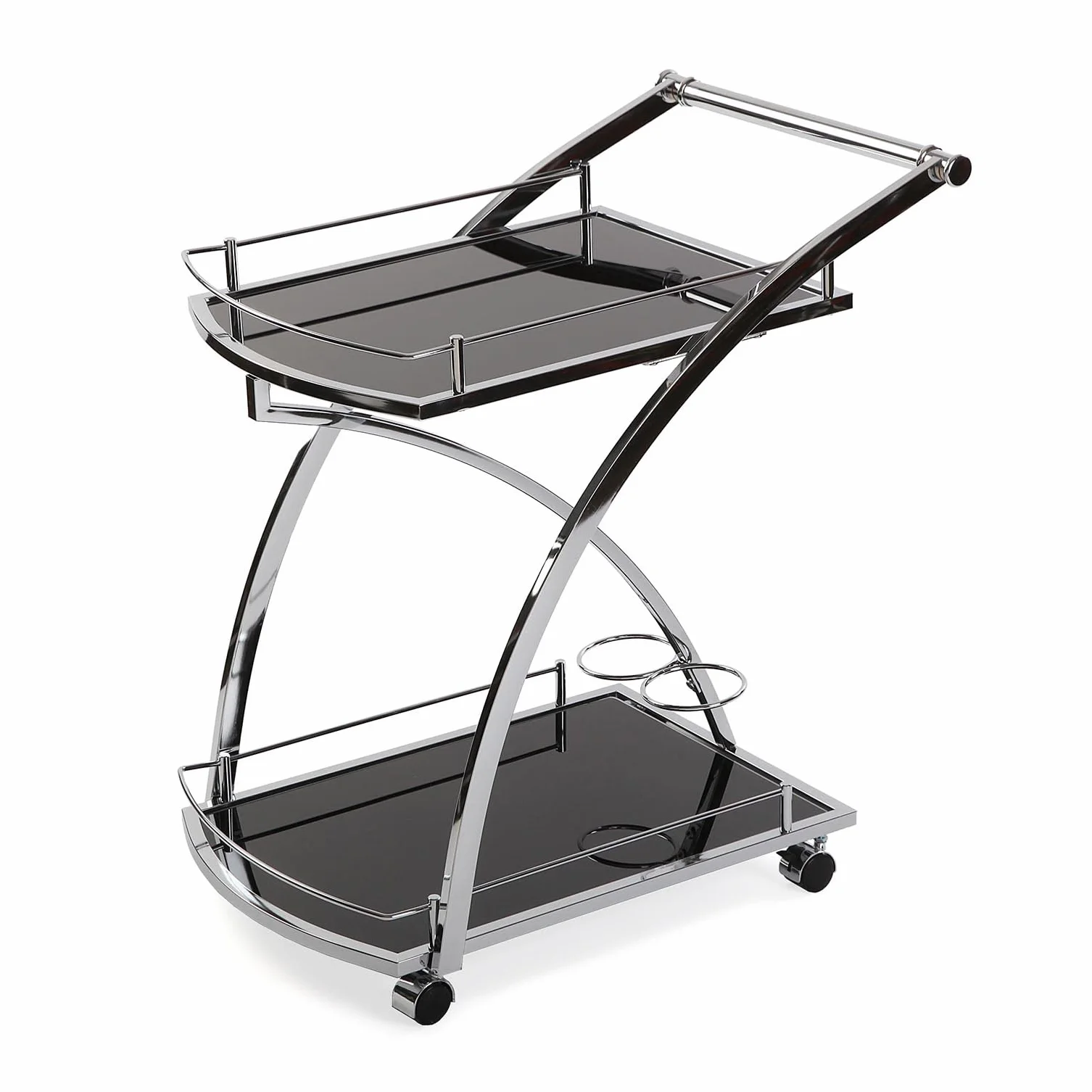 Versa Stojak na wino koła do serwowania szklany metalowy 66 cm czarny biały